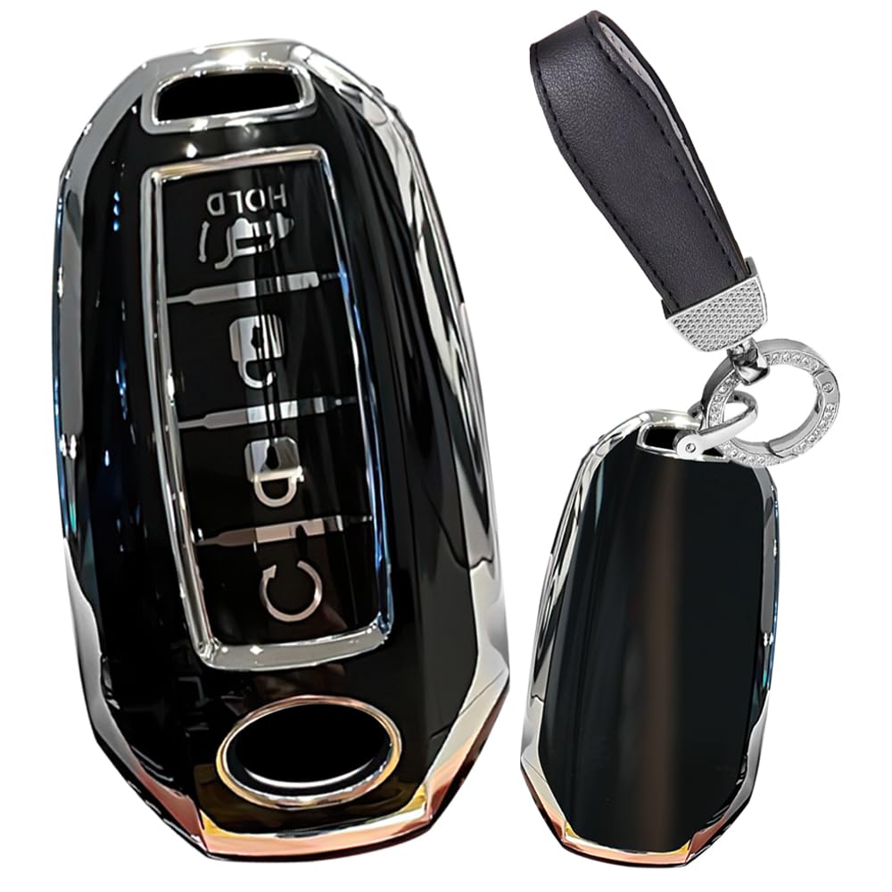 TECART B Smart Autoschlüssel Hülle Passt für Infiniti Q30 Q40 Q50 Q60 Q70 Q80 Q70L QX30 QX50 QX56 QX70 G25 Schutzhülle schlüsselhülle abdeckung TPU Schlüsselcover Zubehör 4 A Taste Silber Schwarz von TECART