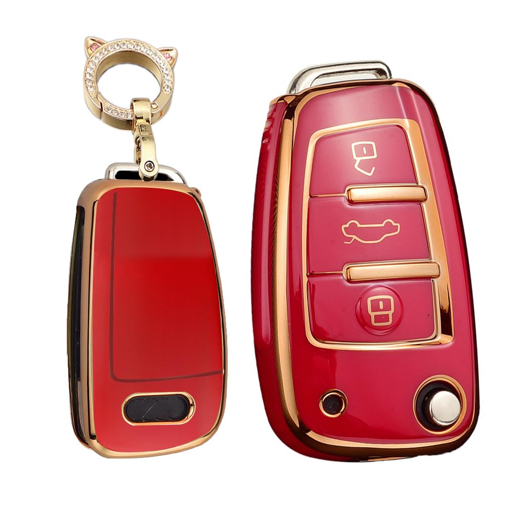 TECART Klapp Autoschlüssel Hülle Cover Passt für Audi A1 A3 A4 A6 A8 Quattro Q2 Q3 Q7 S3 S6 RS3 RS6 R8 TT TTS TPU Zubehör Auto Schlüssel Etui 3 Taste Schlüsselhülle mit Schlüsselanhänger Rot A TECART Klapp Autoschlüssel Hülle Cover Passt für Audi A1 A3 A4 A6 A8 Quattro Q2 Q3 Q7 S3 S6 RS3 RS6 R8 TT TTS TPU Zubehör Auto Schlüssel Etui 3 Taste Schlüsselhülle mit Schlüsselanhänger Rot A von TECART