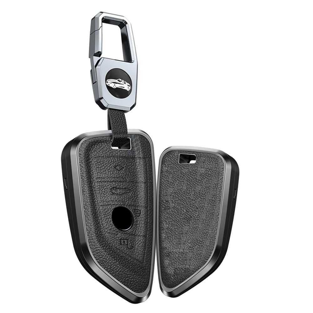 TECART Rindsleder Aluminiumlegierung Autoschlüssel Hülle Passt für BMW 2er MPV F45 F46 3er G20 5er G30 G31 6er GT G32 7er G11 G12 M5 F90 X1 Autoschlüssel Schlüsselcover Zubehör 4 Taste Schwarz TECART Rindsleder Aluminiumlegierung Autoschlüssel Hülle Passt für BMW 2er MPV F45 F46 3er G20 5er G30 G31 6er GT G32 7er G11 G12 M5 F90 X1 Autoschlüssel Schlüsselcover Zubehör 4 Taste Schwarz von TECART
