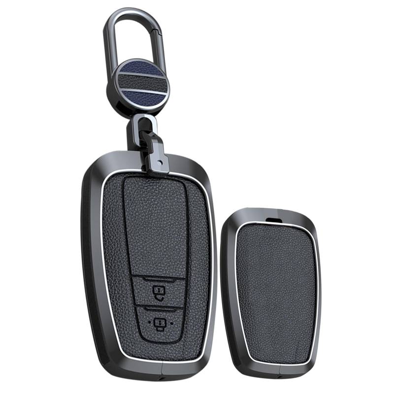 TECART Rindsleder Aluminiumlegierung Autoschlüssel Hülle Passt für BMW 2er MPV F45 F46 3er G20 5er G30 G31 6er GT G32 7er G11 G12 M5 F90 X1 Tragbar Autoschlüssel Schlüsselcover Zubehör 4 Taste Weiß von TECART