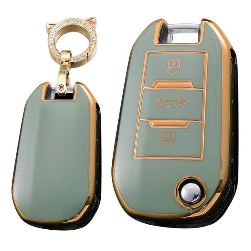 TECART SMART Autoschlüssel Hülle Cover Passt für Ford Ranger T6 Mondeo Ka Fiesta Focus Galaxy Mustang 5.0 GT Kuga Ledermuster Schutzhülle Schlüsselcover Zubehör Schlüssel B 3 Taste Schwarz Blau von TECART