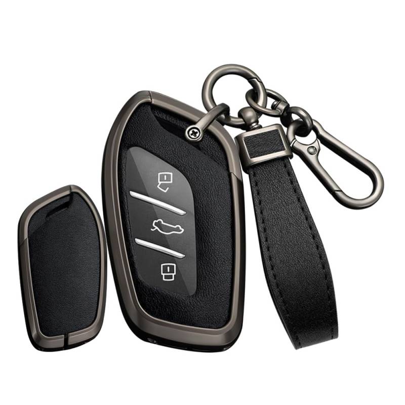 TECART Smart Autoschlüssel Hülle Cover Passt für MG 4 EV MG EHS EZS EV GT HS ZS ZX MG4 MG5 MG6 für Roewe RX3 RX5 Ledermuster Schutzhülle Schlüssel Zubehör Schlüssel B 3 Taste Schwarz Schwarz von TECART