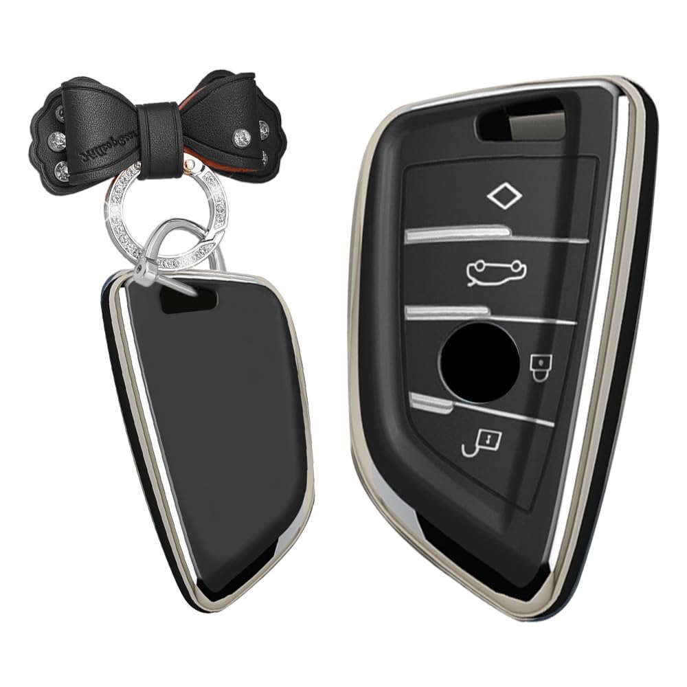 TECART Smart Autoschlüssel Hülle Passt für BMW X1 F48 X2 X3 X5 X7 F15 X6 F16 X5M G30 G11 2er 5er 7er 218i 530Li 750i TPU Schutzhülle Schlüsselcover Zubehör Auto Schlüssel 4 Taste Silber Schwarz C TECART Smart Autoschlüssel Hülle Passt für BMW X1 F48 X2 X3 X5 X7 F15 X6 F16 X5M G30 G11 2er 5er 7er 218i 530Li 750i TPU Schutzhülle Schlüsselcover Zubehör Auto Schlüssel 4 Taste Silber Schwarz C von TECART