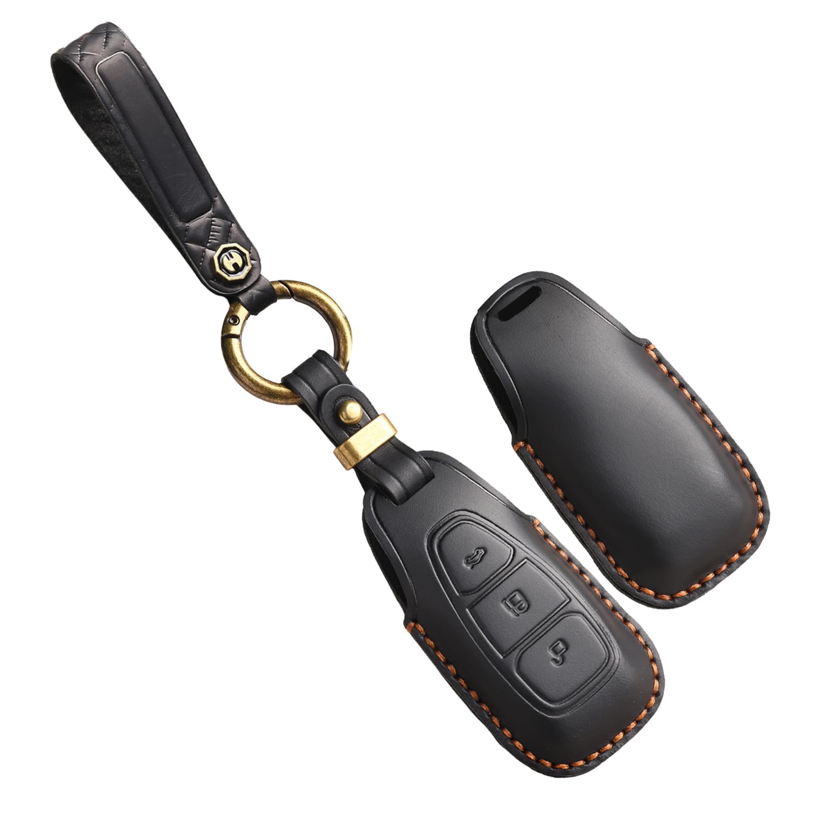 TECART Smart Autoschlüssel Hülle Schlüsselhülle Passt für Ford Fiesta Focus Kuga C-Max Galaxy B-Max S-Max Mondeo Mk2 MK3 Edge Leder Schlüsselanhänger Abdeckung Schlüsseltasche 3 Tasten Schwarz TECART Smart Autoschlüssel Hülle Schlüsselhülle Passt für Ford Fiesta Focus Kuga C-Max Galaxy B-Max S-Max Mondeo Mk2 MK3 Edge Leder Schlüsselanhänger Abdeckung Schlüsseltasche 3 Tasten Schwarz von TECART