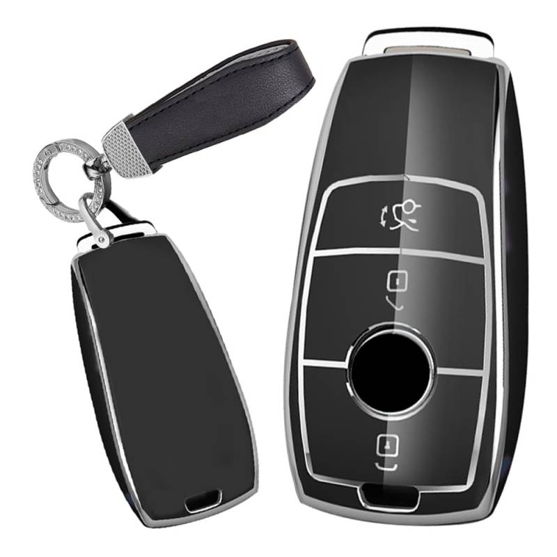 TECART Smart Autoschlüssel Hülle Passt für Jeep Compass Renegade Hard Steel Passt für Dodge Ram Charger 1500 Challenger Passt für Chrysler 300C TPU Schutzhülle Schlüsselcover Zubehör 4 Taste B Grau von TECART