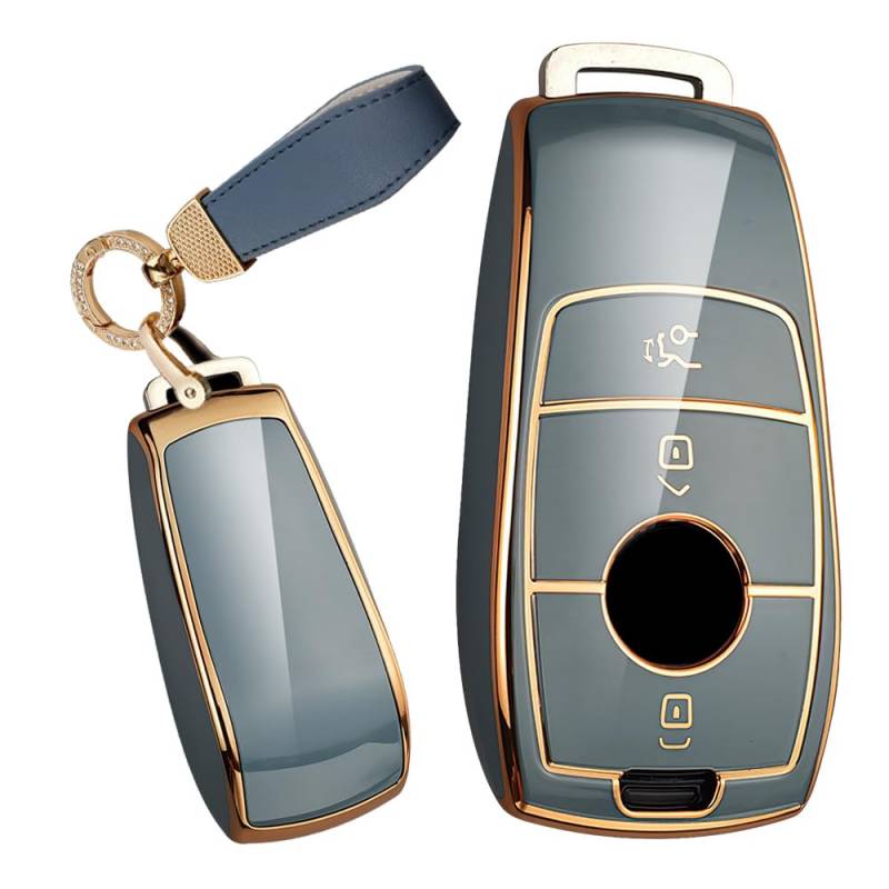 TECART Smart Autoschlüssel Hülle Cover Passt für BMW 2er MPV F45 F46 3er G20 5er G30 G31 6er GT G32 7er G11 G12 M5 F90 X1 F48 Leder Zinklegierung Schutzhülle Schlüsselcover Zubehör 7 Taste B Braun von TECART