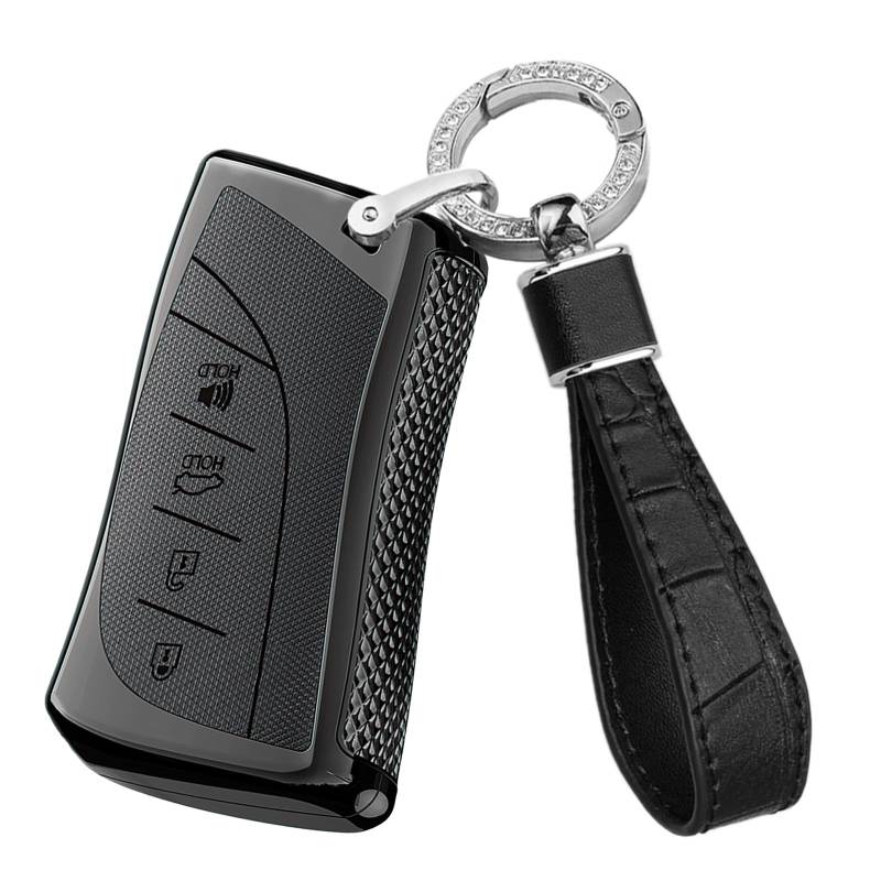 TECART Smart Autoschlüsselhalter PC Schlüsseltasche für Lexus UX200 UX250H US200 US260H ES200 ES350 LC500 LS500 LS500h UX ES GS Schlüsselanhänger Schlüssel Schutz Etui 4 Tasten Schwarz von TECART