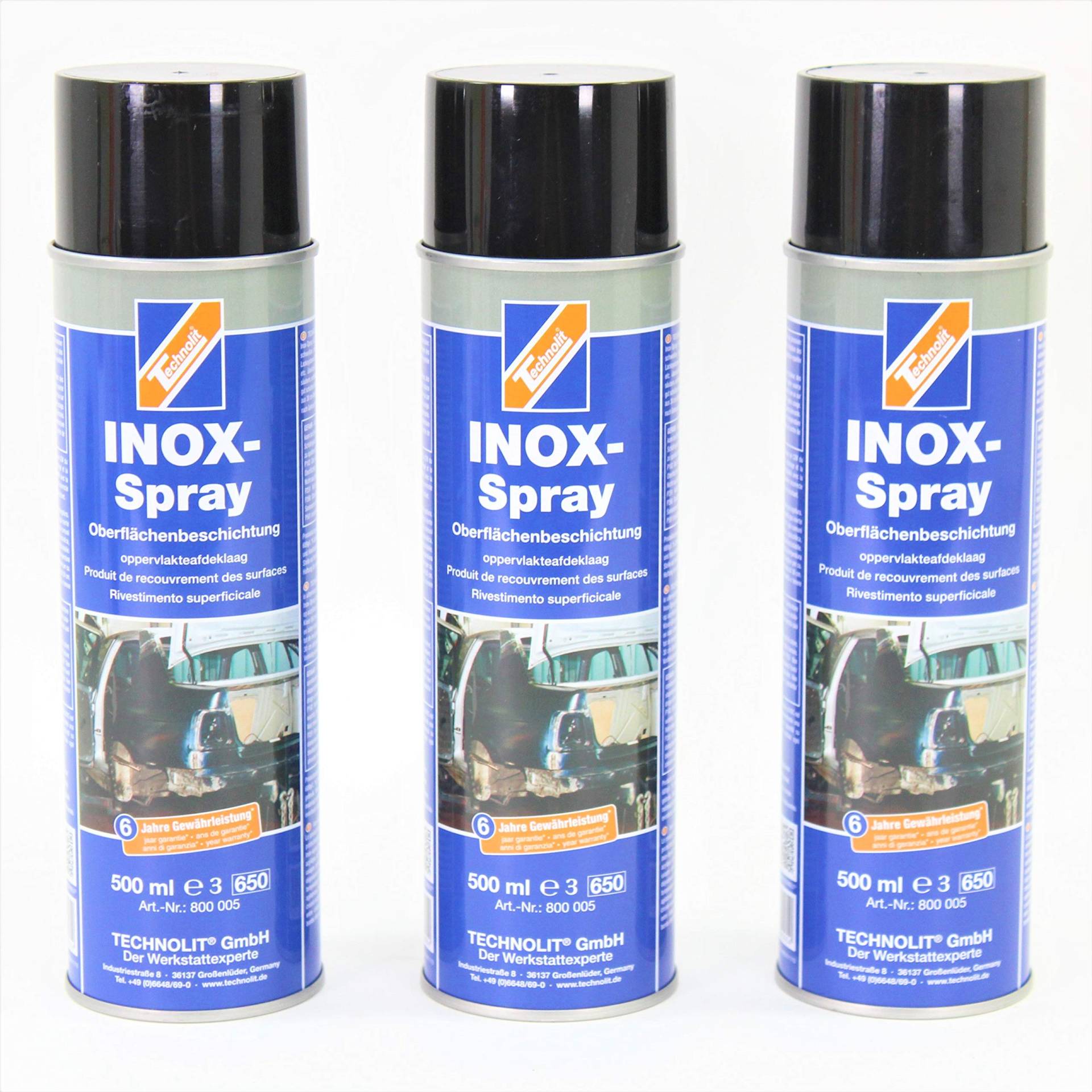 TECHNOLIT INOX Spray Korrosionsschutz Rostschutz Kunststoff Schweißpunkt 3X 500 ml von TECHNOLIT