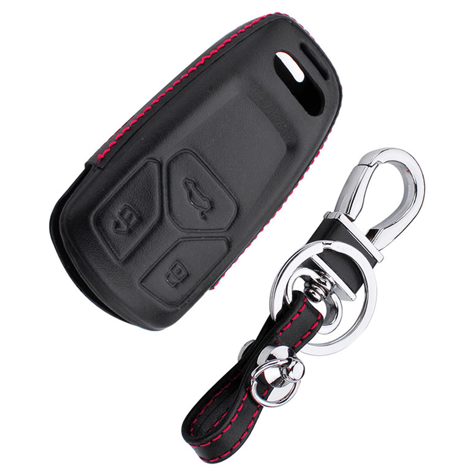 Premium Leder 3 Schlüssel Auto Schlüssel Hülle Cover Halter für Audi von TECKEEN