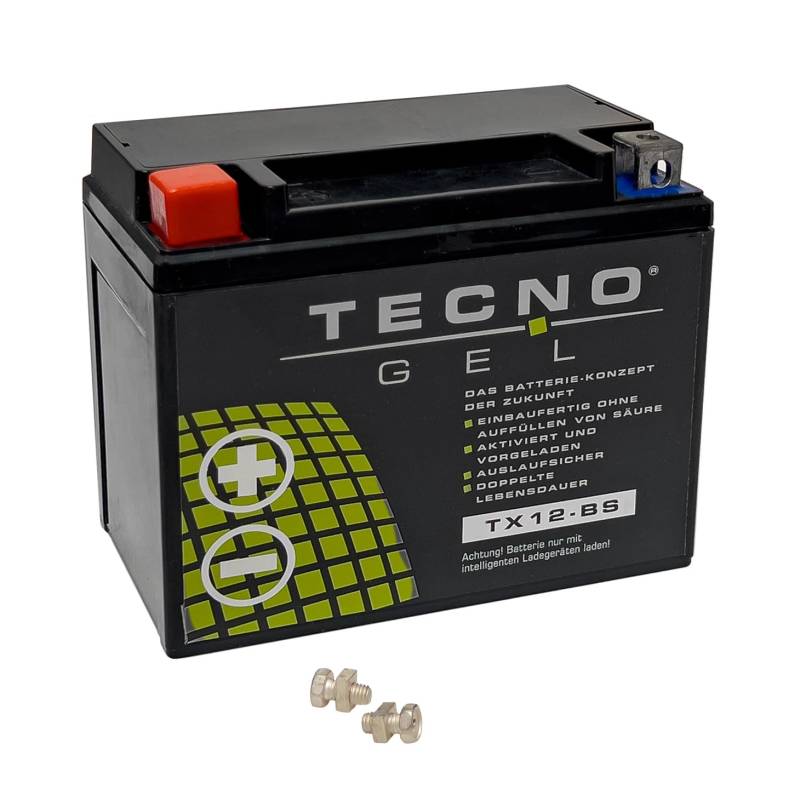 TECNO-GEL Motorrad-Batterie für YTX12-BS, 12V Gel-Batterie 12Ah (DIN 51012), 151x87x130 mm für ADLY APRILIA BMW u.a. von TECNO-GEL