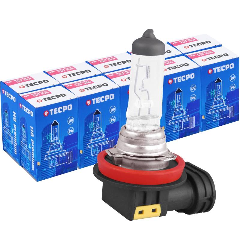 TECPO 10 H8 Halogen Glühbirne 12V 35W Auto Lampe Licht PGJ19-1 Nebel Tagfahrleuchte von TECPO