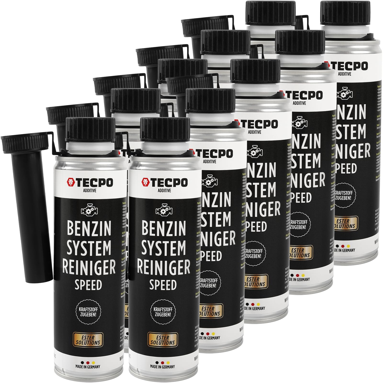 TECPO 10x Benzin-System-Reiniger, 300ml Benzinreiniger Ester Benzin Reiniger Additiv Motor Kraftstoff Motorreiniger Kraftstoffsystemreiniger von TECPO
