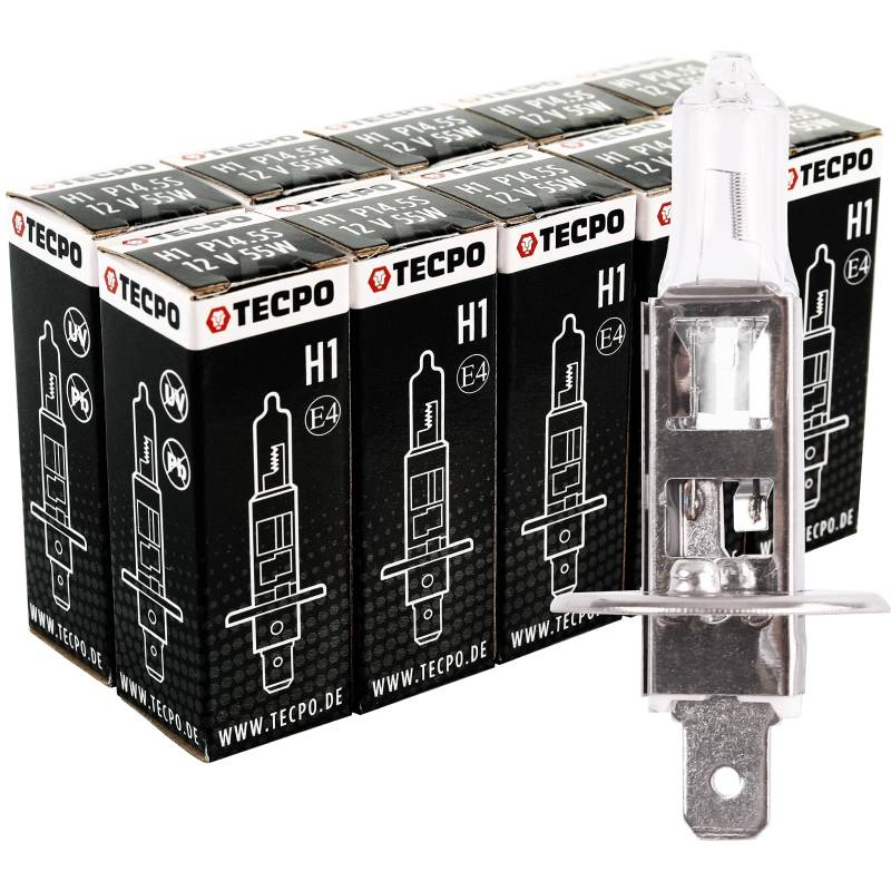 TECPO 10x H1 Birnen Glüh-Birne Halogen Autolampe 12V 55W Glüh-Lampe P14,5S Auto (10er-Set) von TECPO
