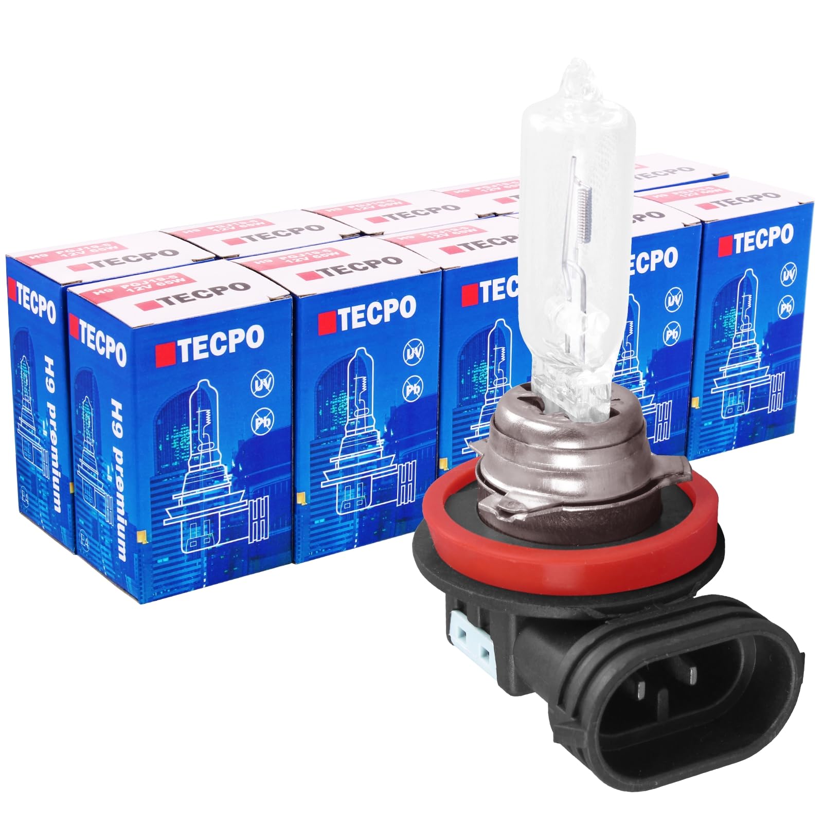 TECPO 10x H9 Halogen Glühbirne 12V 65W Auto-Lampe PGJ19-1 Nebel Fernlicht Birne von TECPO