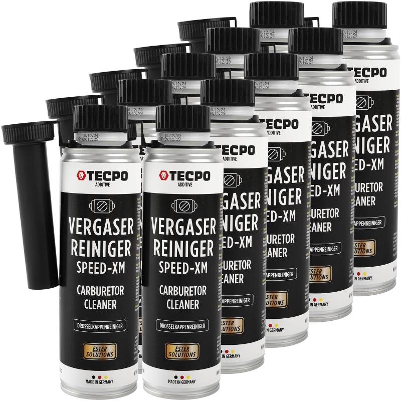 TECPO 10x Vergaserreiniger, 300ml Ester Speed-XM Additiv Drosselkappen Reiniger für PKW Benzinmotoren (10er-Pack) von TECPO