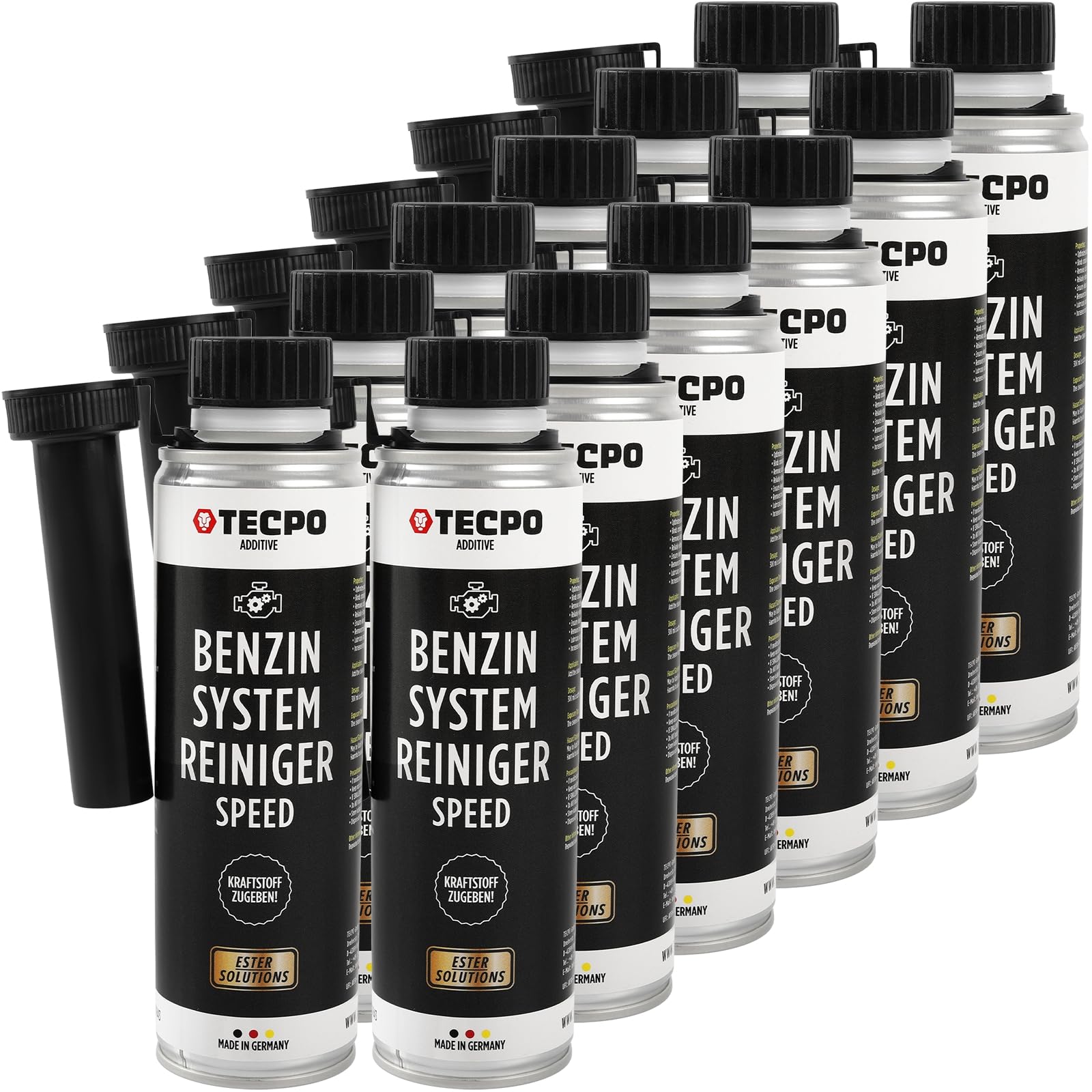 TECPO 12x Benzin-System-Reiniger, 300ml Benzinreiniger Ester Benzin Reiniger Additiv Motor Kraftstoff Motorreiniger Kraftstoffsystemreiniger von TECPO
