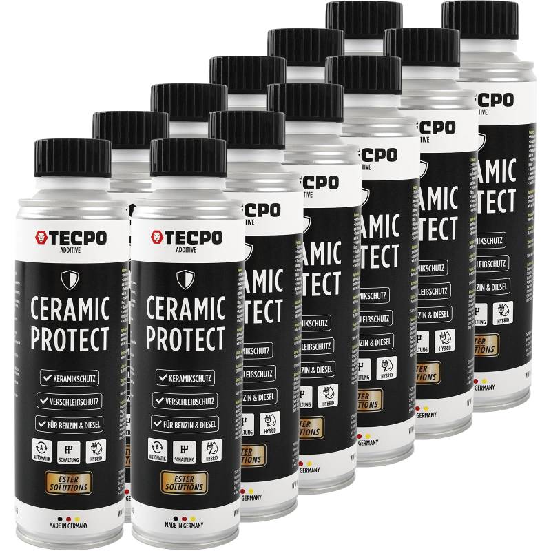TECPO 12x Keramik Protect Ester, 300 ml Verschleißschutz Additiv für Diesel- und Benzinmotoren Ceramic Motor Öl Zusatz Öldditiv Keramik Verschleißschutz (12er-Pack) von TECPO