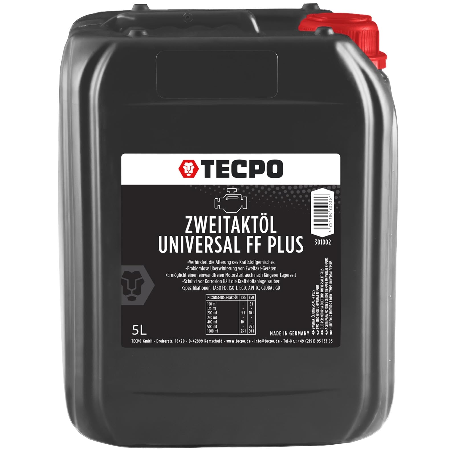 TECPO 2-Takt Öl FF Plus Universal, 5 Liter Zweitaktöl Mischöl JASO FD API TC ISO-L-EGD von TECPO
