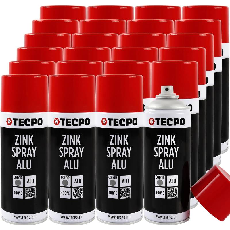 TECPO 24x Zinkspray Metall Alu Hell, 400ml Zink Alu Spray Rostschutzfarbe Korrosionsschutz Rostschutz Beschichtung Grundierung Korrosionsschutzmittel Metallschutzlack von TECPO