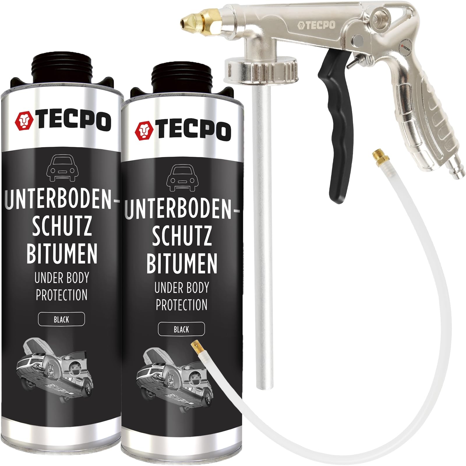 TECPO 2X Unterbodenschutz, 1 Liter Bitumen Schwarz Steinschlagschutz + Sprühpistole TECPO 2X Unterbodenschutz, 1 Liter Bitumen Schwarz Steinschlagschutz + Sprühpistole von TECPO