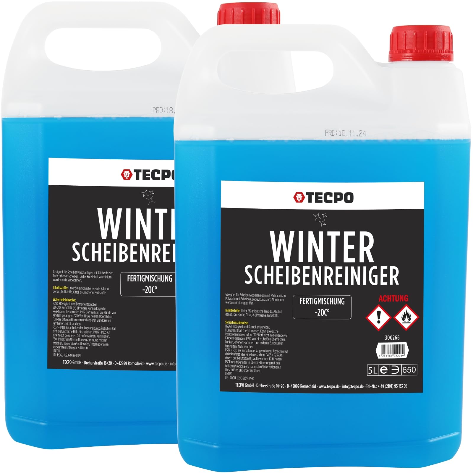 TECPO 2x 5L Winter Scheibenreiniger -20°C Scheibenklar Winterklarsicht Fertigmischung Scheibenfrostschutz TECPO 2x 5L Winter Scheibenreiniger -20°C Scheibenklar Winterklarsicht Fertigmischung Scheibenfrostschutz von TECPO