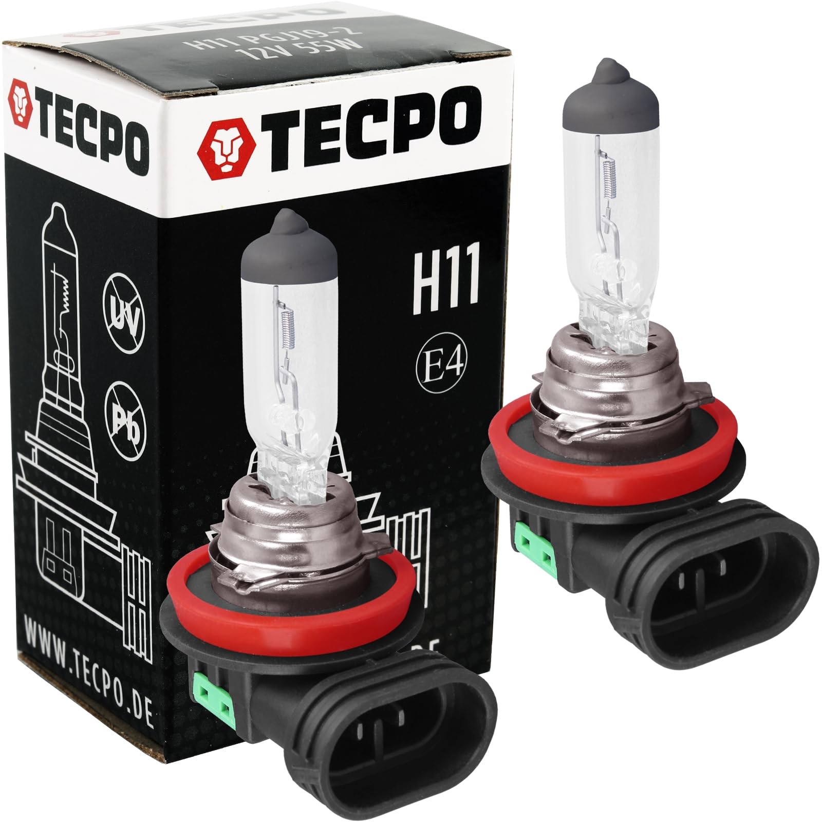 TECPO 2x H11 Abblendlicht Glühbirne Halogen 12V 55W Birne PGJ19-2 KFZ Auto Glühlampe Scheinwerfer Nebelscheinwerfer Fernlicht Frontscheinwerfer Halogenlampe Autolampe TECPO 2x H11 Abblendlicht Glühbirne Halogen 12V 55W Birne PGJ19-2 KFZ Auto Glühlampe Scheinwerfer Nebelscheinwerfer Fernlicht Frontscheinwerfer Halogenlampe Autolampe von TECPO