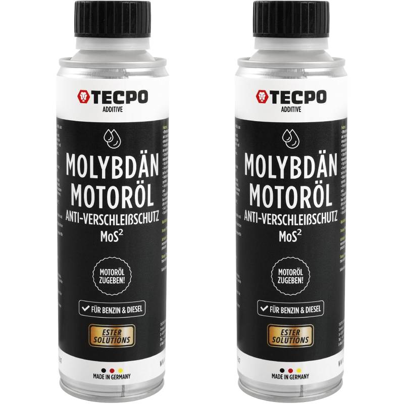 TECPO 2x Molybdän Additiv, 300ml Anti Reibung Verschleiß MoS² für Motoröl Getriebeöl von TECPO