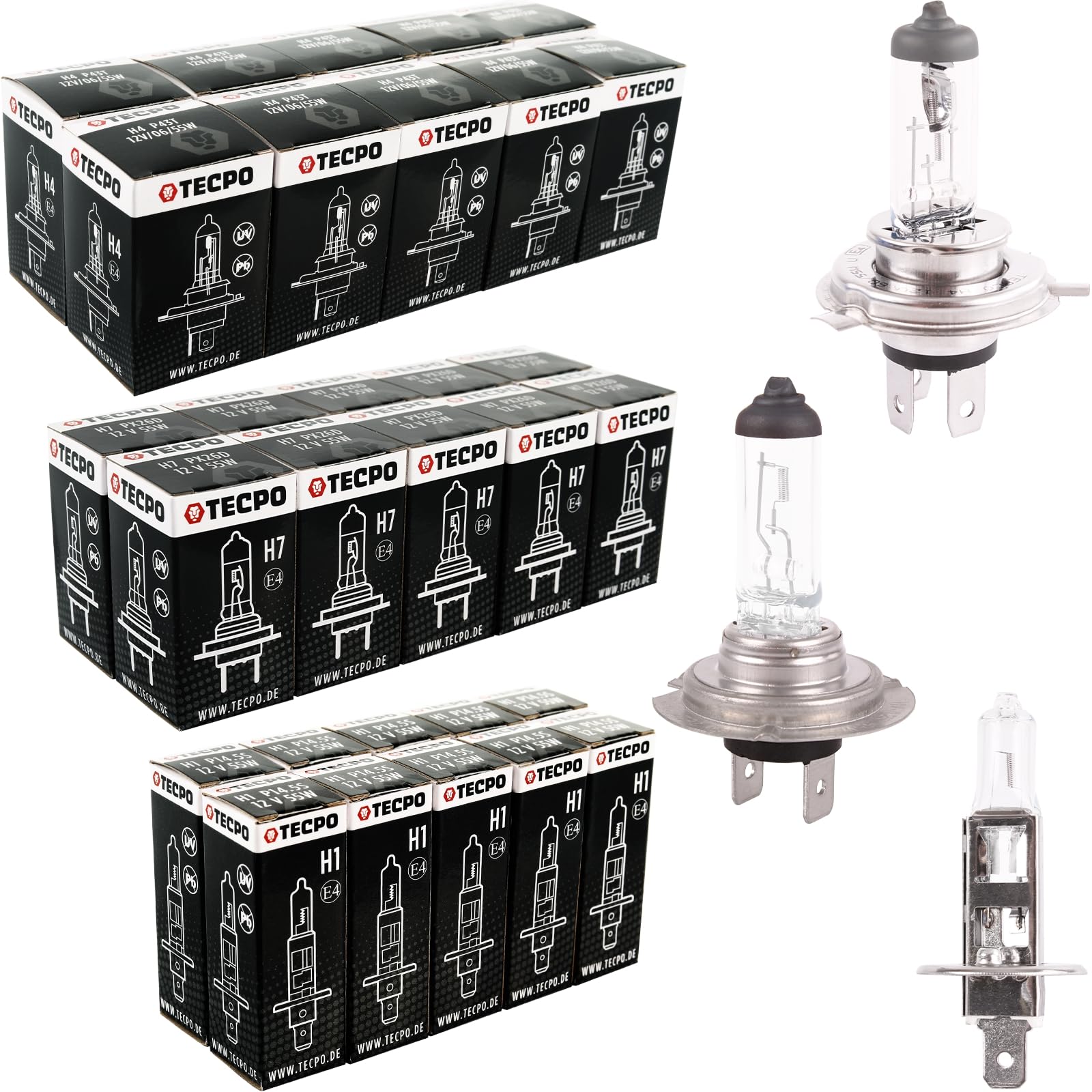 TECPO 30x GLÜHBIRNEN H1 H4 H7 Halogen BIRNEN 12V 55W PX26d P43T P14.5S Birne TECPO 30x GLÜHBIRNEN H1 H4 H7 Halogen BIRNEN 12V 55W PX26d P43T P14.5S Birne von TECPO