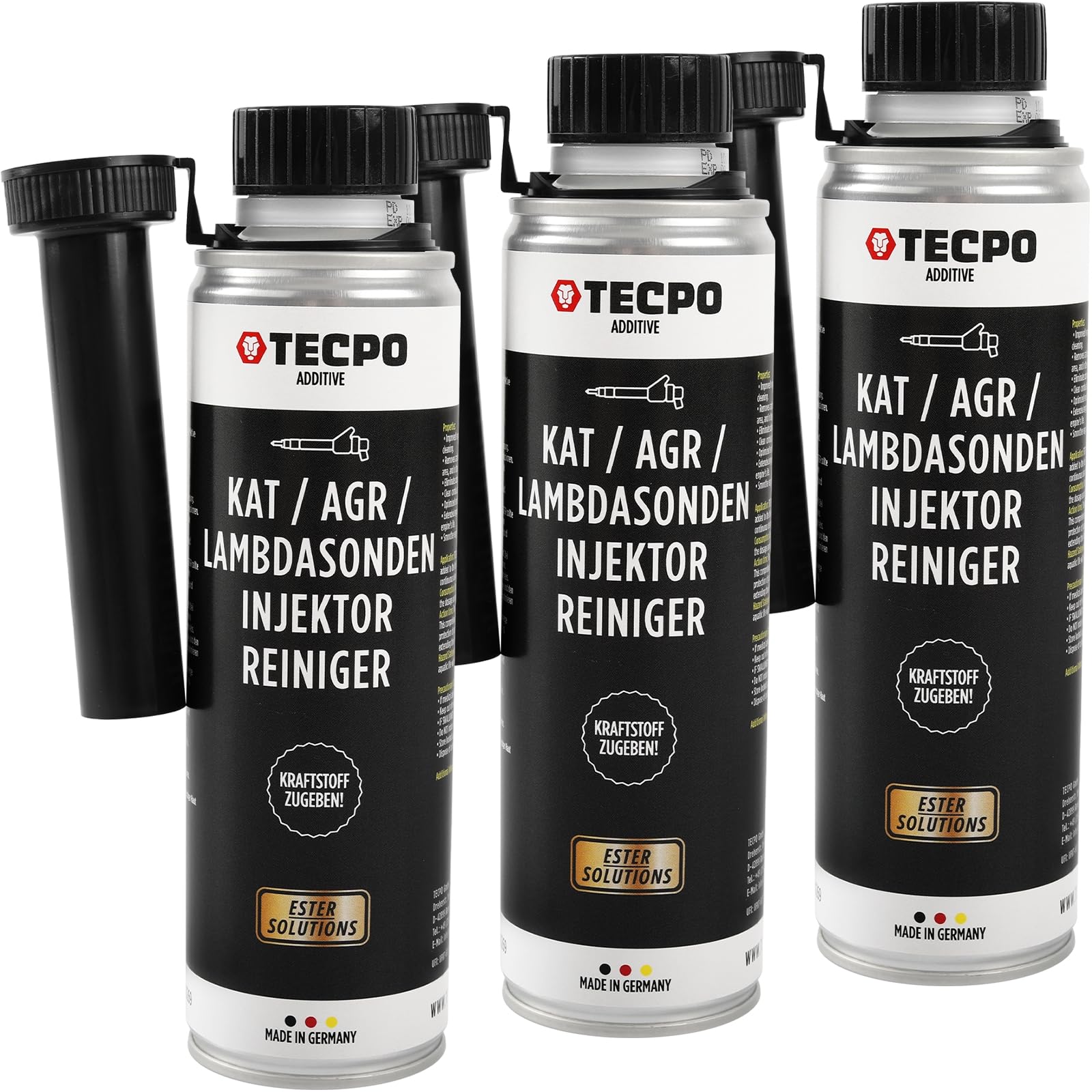 TECPO 3X 300ml Katalysator AGR Lambdasonde Injektor Reiniger Benzin Additiv TECPO 3X 300ml Katalysator AGR Lambdasonde Injektor Reiniger Benzin Additiv von TECPO