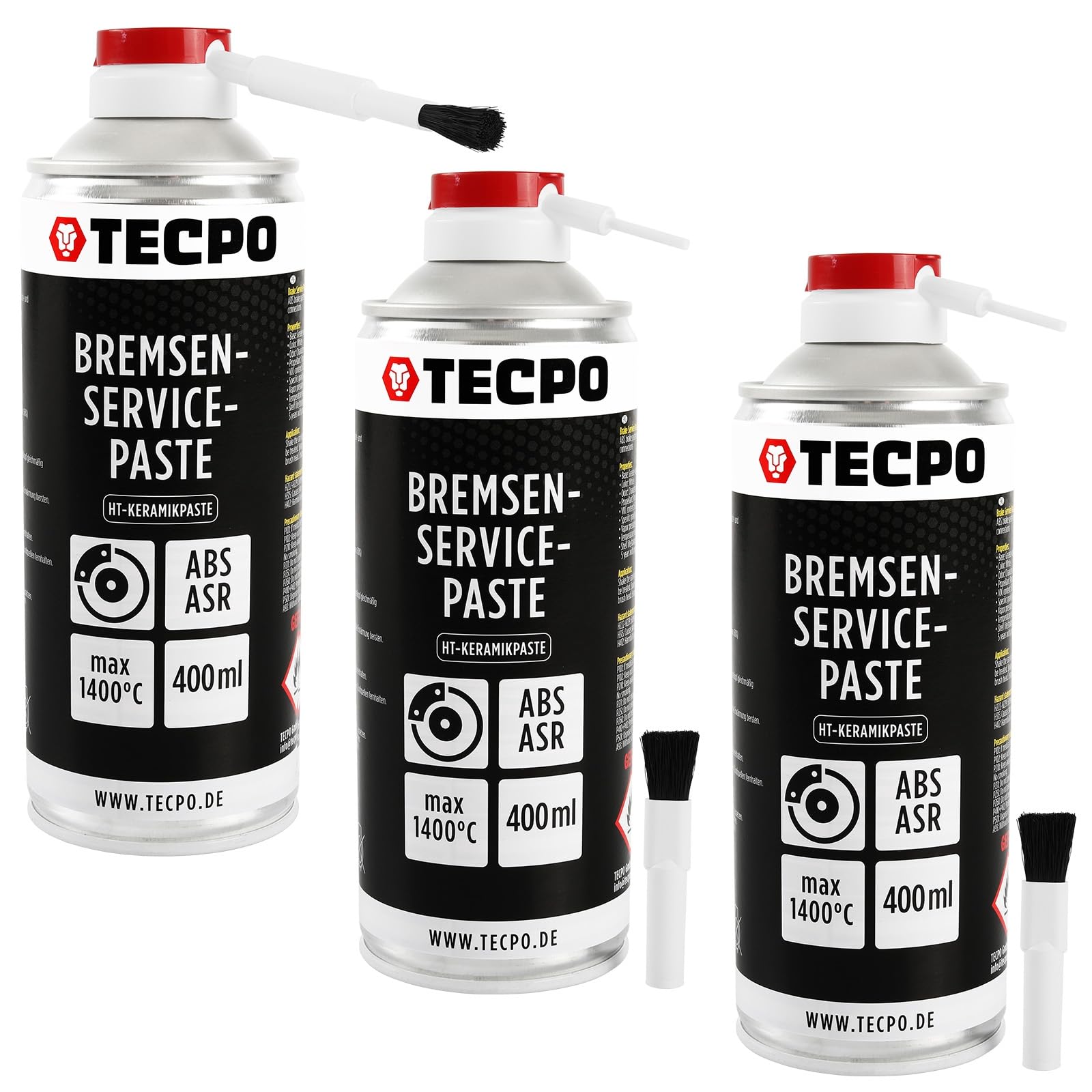 TECPO 3X Hochtemperatur Multimontagepaste, 400ml Hochbelastbarer Dauerschmierstoff für die Bremsscheiben Bremsenpaste Anti-Quietsch-Paste Bremsen Schmierpaste Keramikpaste Kupferpaste (3er-Pack) von TECPO
