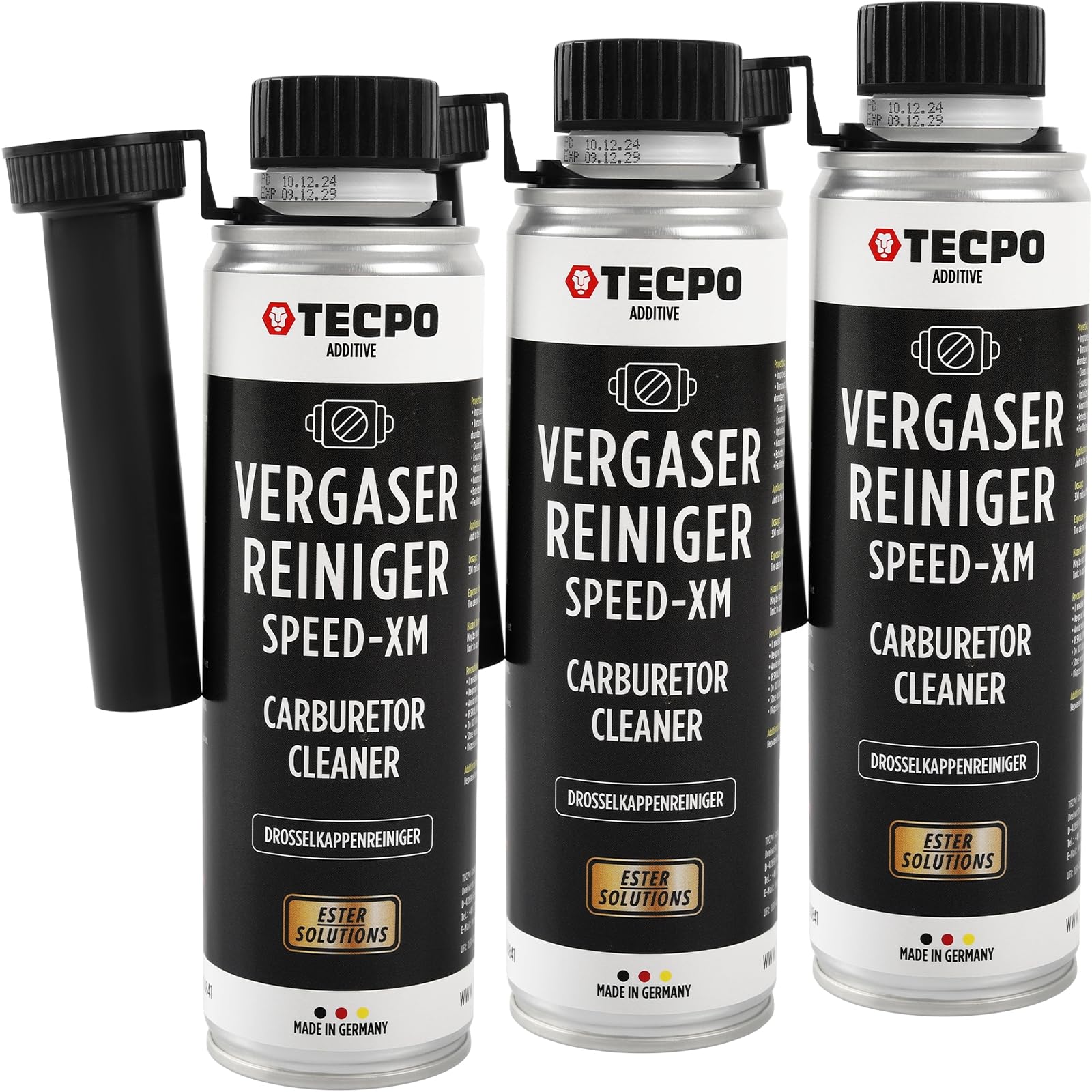 TECPO 3x Vergaserreiniger, 300ml Ester Speed-XM Additiv Drosselkappen Reiniger für PKW Benzinmotoren (3er-Pack) TECPO 3x Vergaserreiniger, 300ml Ester Speed-XM Additiv Drosselkappen Reiniger für PKW Benzinmotoren (3er-Pack) von TECPO