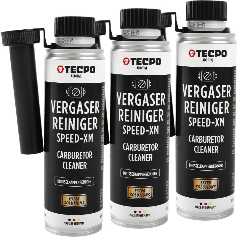 TECPO 3x Vergaserreiniger, 300ml Ester Speed-XM Additiv Drosselkappen Reiniger für PKW Benzinmotoren (3er-Pack) von TECPO