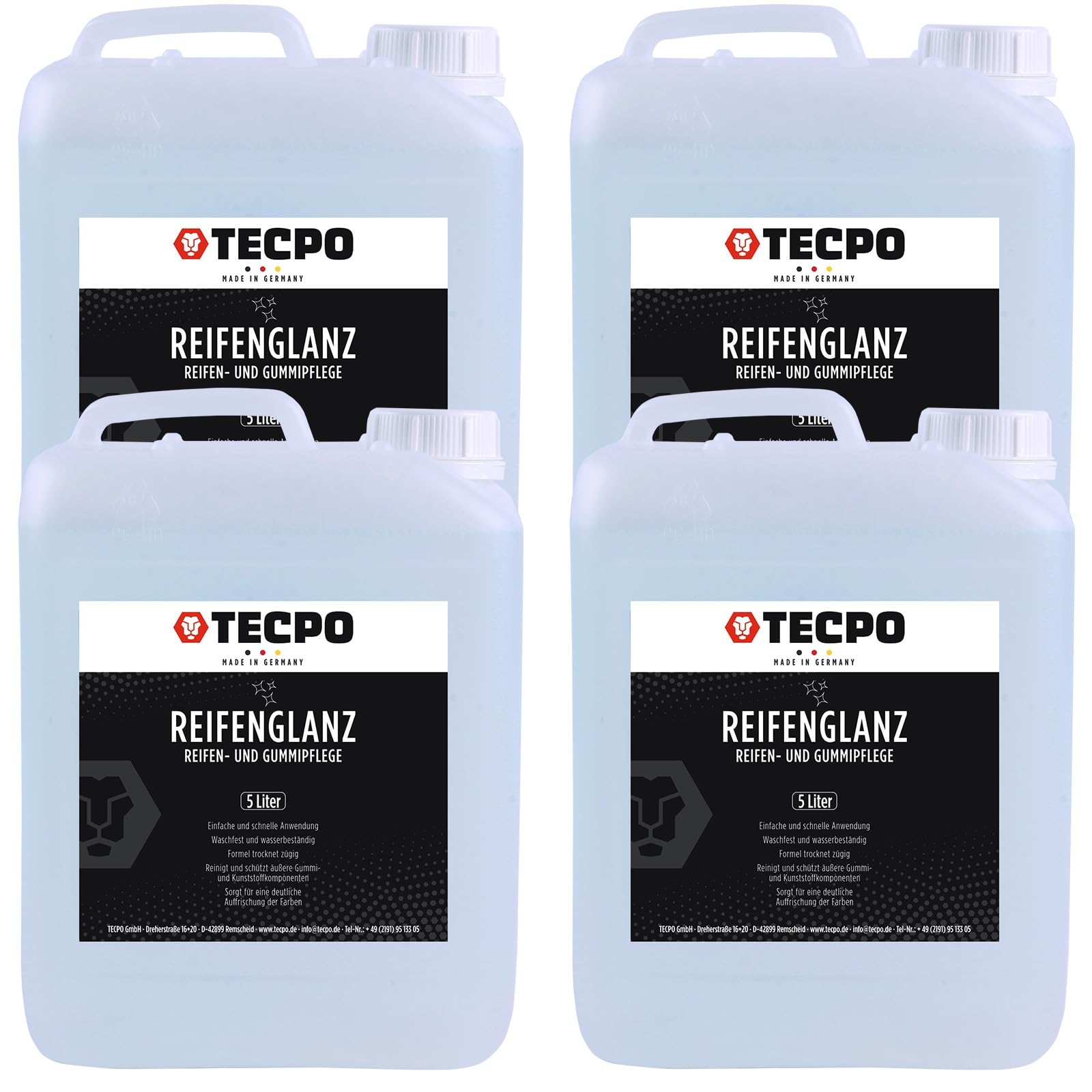 TECPO 4X Reifenglanz und Gummipflege, 5 Liter Reifen Pflege Tiefenglanz Reifen Glanz TECPO 4X Reifenglanz und Gummipflege, 5 Liter Reifen Pflege Tiefenglanz Reifen Glanz von TECPO