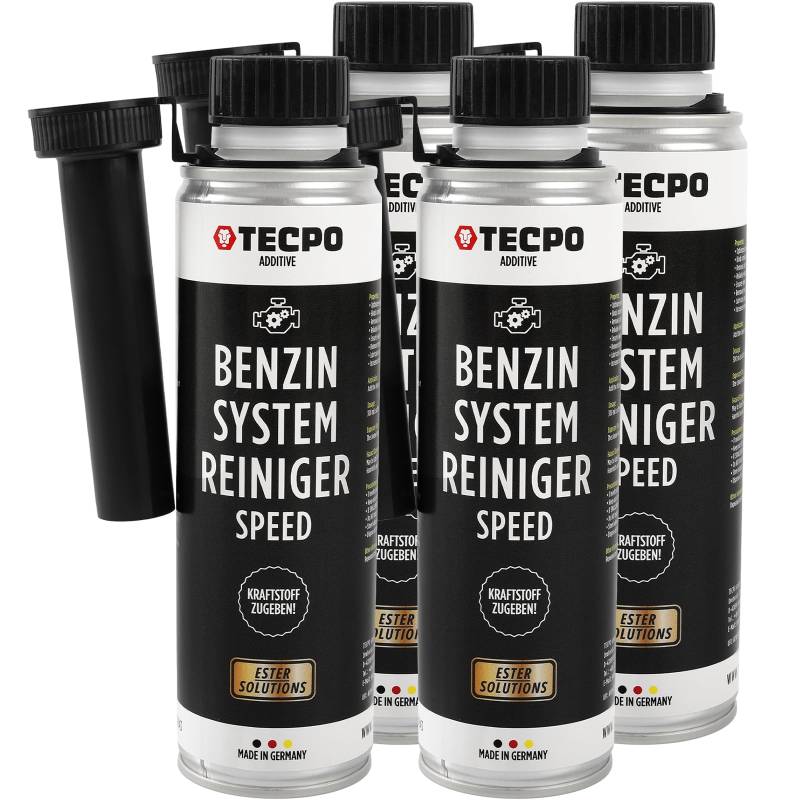 TECPO 4x Benzin-System-Reiniger, 300ml Benzinreiniger Ester Benzin Reiniger Additiv Motor Kraftstoff Motorreiniger Kraftstoffsystemreiniger von TECPO