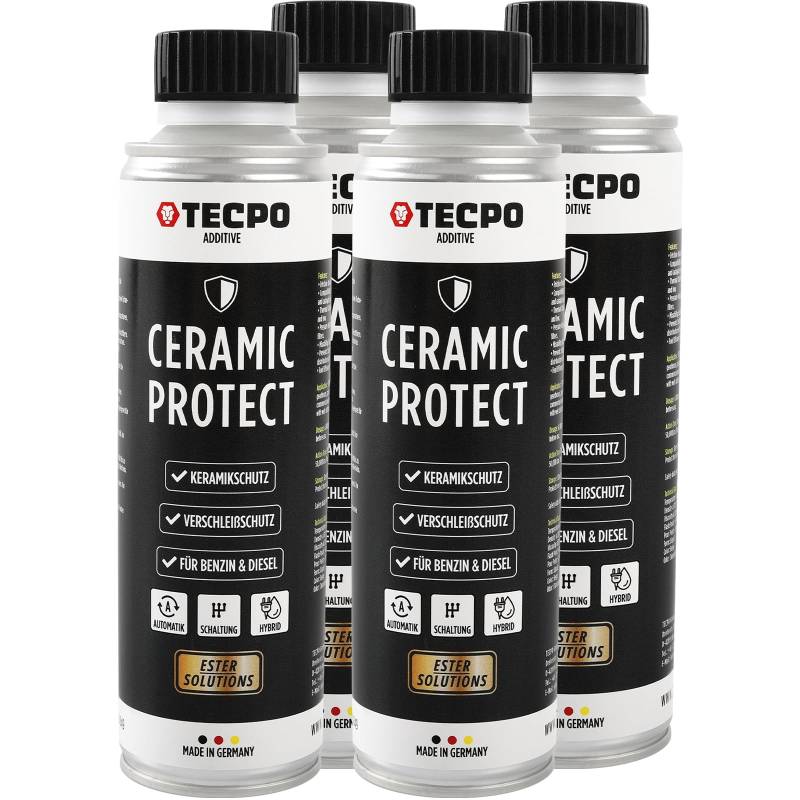 TECPO 4x Keramik Protect Ester, 300 ml Verschleißschutz Additiv für Diesel- und Benzinmotoren Ceramic Motor Öl Zusatz Öldditiv Keramik Verschleißschutz (4er-Pack) von TECPO