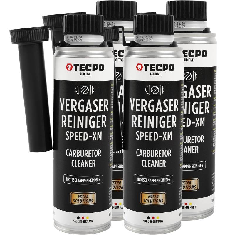 TECPO 4x Vergaserreiniger, 300ml Ester Speed-XM Additiv Drosselkappen Reiniger für PKW Benzinmotoren (4er-Pack) von TECPO