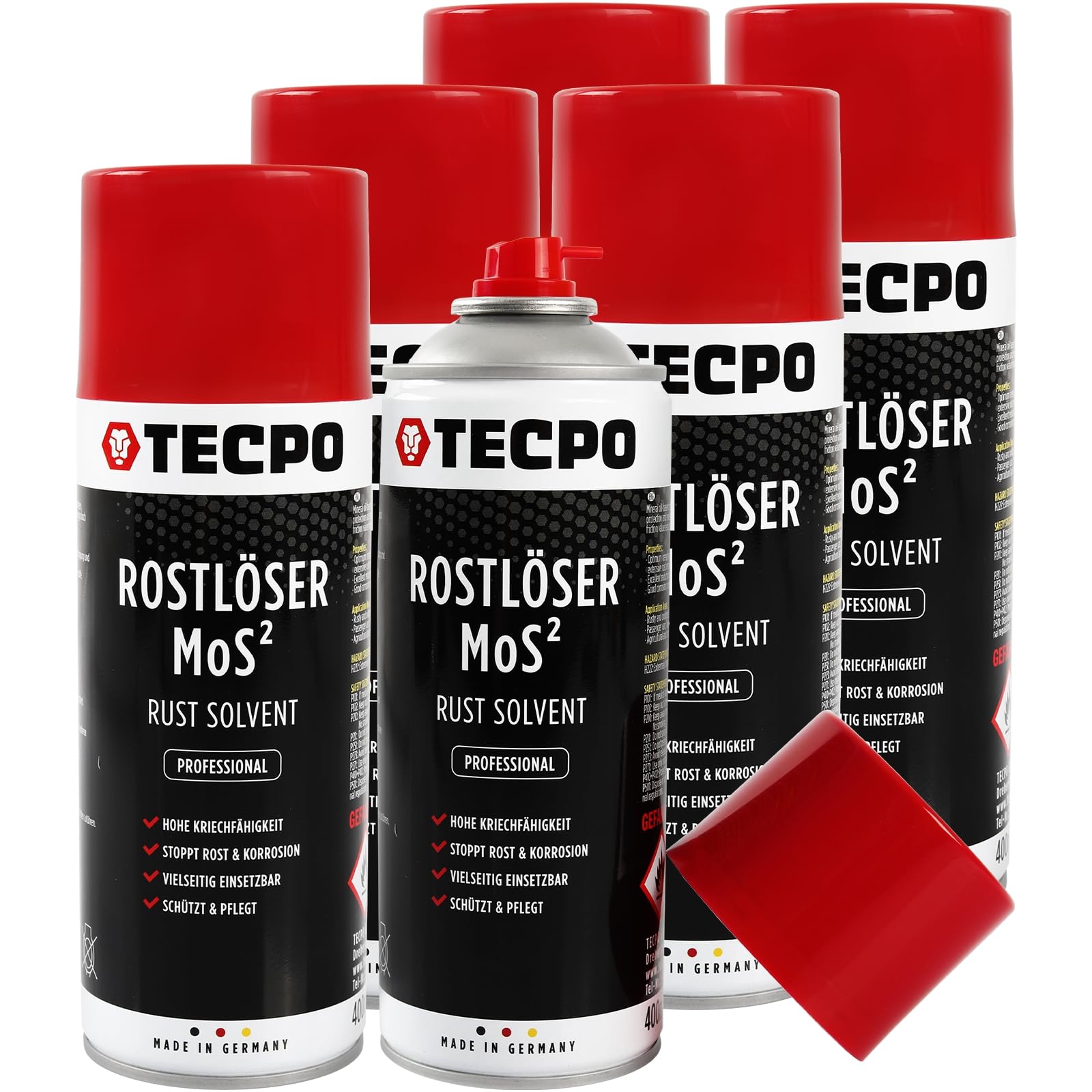 TECPO 6X Rostlöser MoS², 400ml Schmiermittel Rost Umwandler - Multifunktionsspray mit Korrosionsschutz und Kriechfähigkeit für oxidierte und verrostete Verbindungen TECPO 6X Rostlöser MoS², 400ml Schmiermittel Rost Umwandler - Multifunktionsspray mit Korrosionsschutz und Kriechfähigkeit für oxidierte und verrostete Verbindungen von TECPO