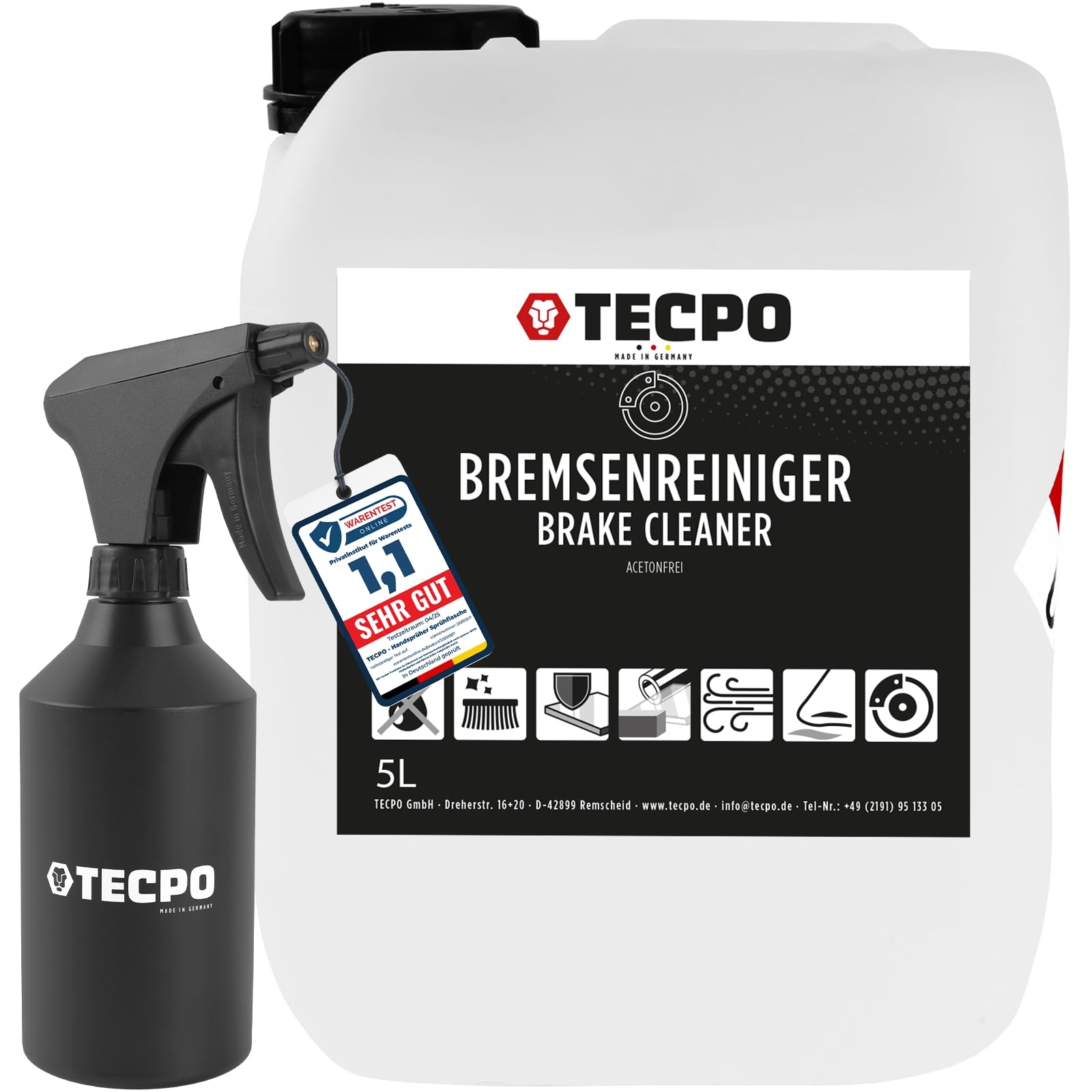 TECPO Bremsenreiniger, 5 Liter Universal Teile Reiniger Entfetter Brake Cleaner mit Sprühflasche TECPO Bremsenreiniger, 5 Liter Universal Teile Reiniger Entfetter Brake Cleaner mit Sprühflasche von TECPO