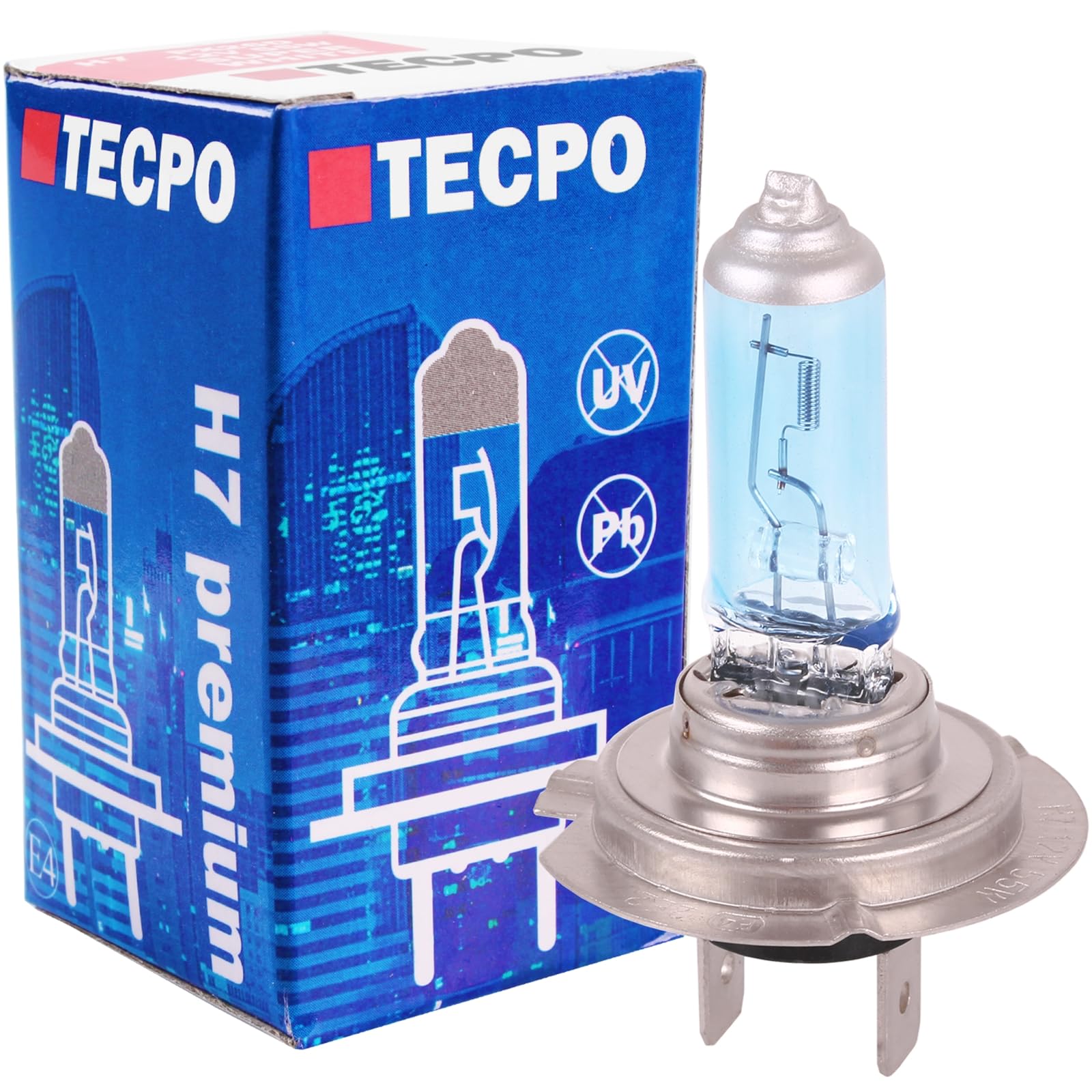 TECPO H7 Halogen Scheinwerferlampe mit Xenon Gasfüllung, blau weiß, Original 12V 55W Glühlampe, PX26d Sockel Auto Lampe Birne Kugellampe TECPO H7 Halogen Scheinwerferlampe mit Xenon Gasfüllung, blau weiß, Original 12V 55W Glühlampe, PX26d Sockel Auto Lampe Birne Kugellampe von TECPO