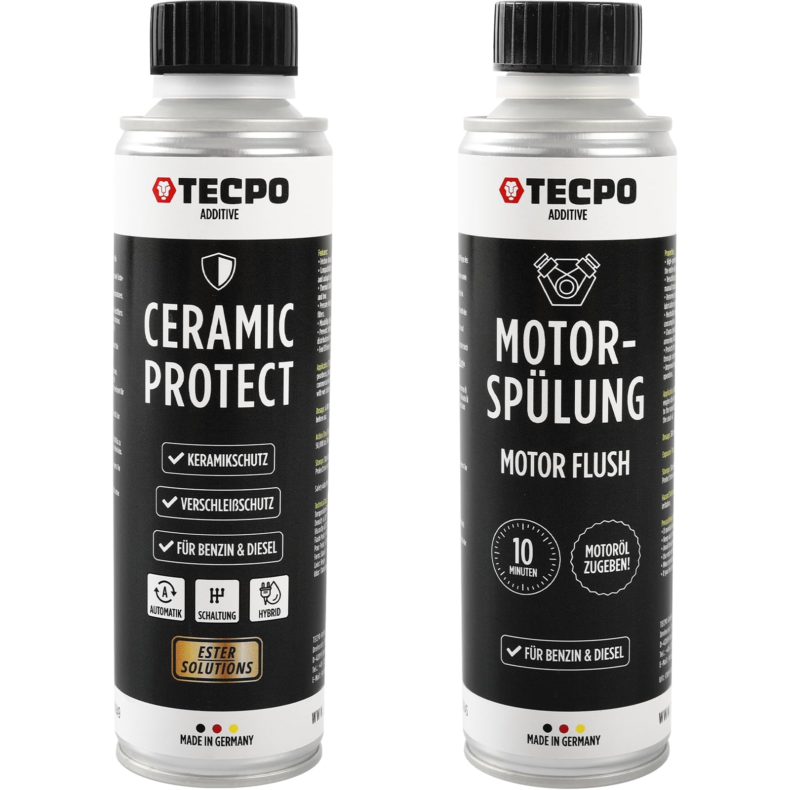 TECPO Keramik Protect ESTER Additiv 300ml + Motorspülung Motor Flush 300ml - Hochleistungsadditive für optimalen Motor- und Getriebeschutz, Reibungsreduzierung, Verschleißschutz & effektive Reinigung TECPO Keramik Protect ESTER Additiv 300ml + Motorspülung Motor Flush 300ml - Hochleistungsadditive für optimalen Motor- und Getriebeschutz, Reibungsreduzierung, Verschleißschutz & effektive Reinigung von TECPO