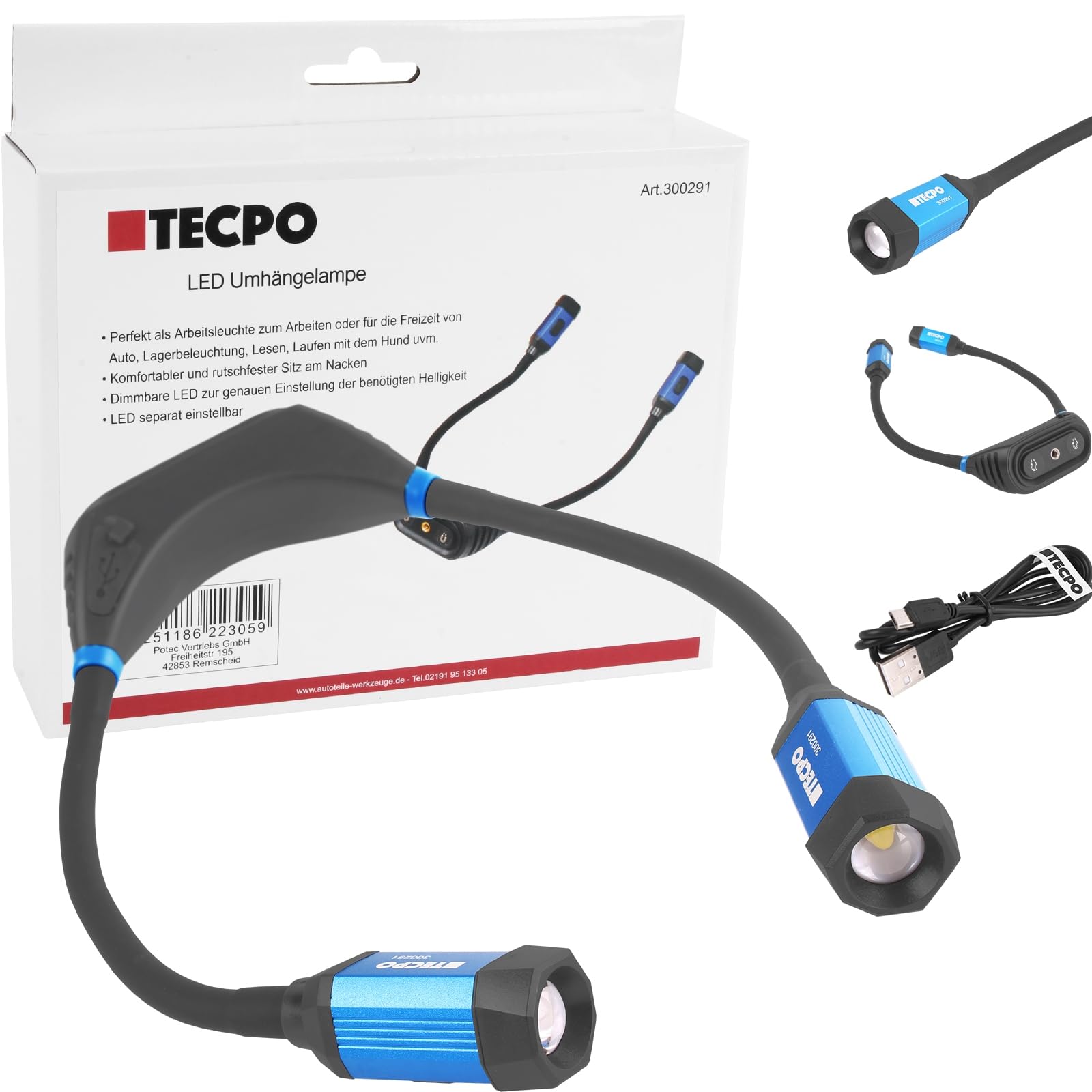 TECPO LED Umhängelampe 6500K 300 Lumen Buchlampe Leselampe Leselicht Nackenlicht von TECPO