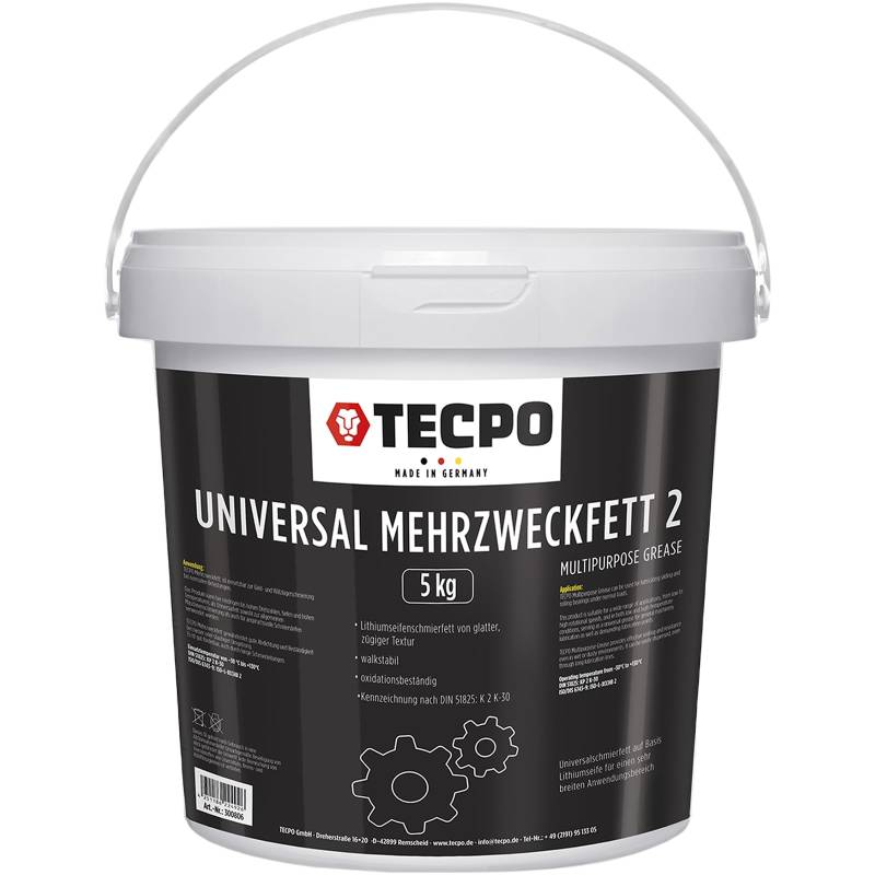 TECPO Mehrzweckfett 5 KG Eimer Schmierfett Lagerfett Universal Lithium Fett von TECPO