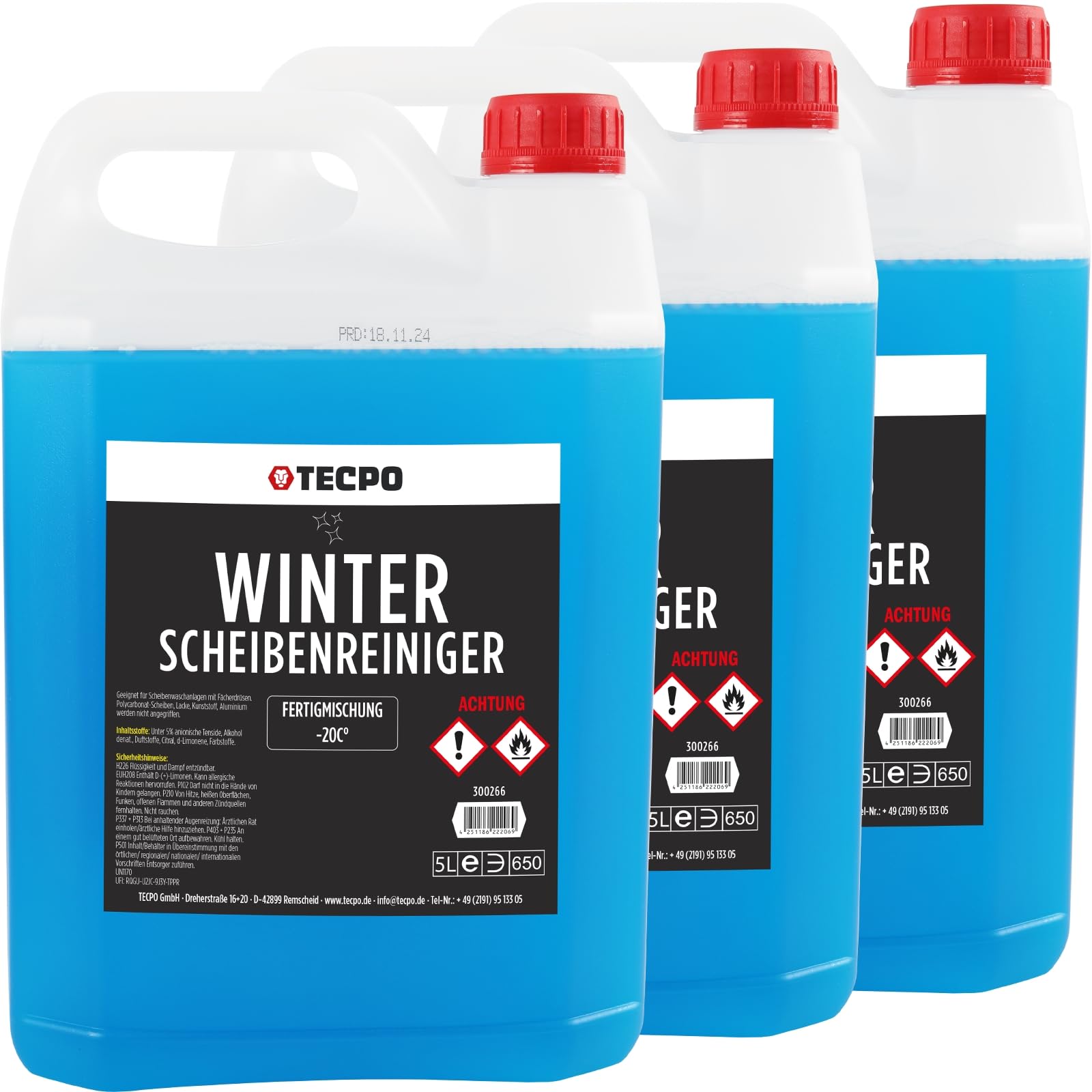 TECPO Scheibenfrostschutz, 15 Liter Fertigmischung -20°C Scheibenklar Klarsicht geeignet für Winter TECPO Scheibenfrostschutz, 15 Liter Fertigmischung -20°C Scheibenklar Klarsicht geeignet für Winter von TECPO