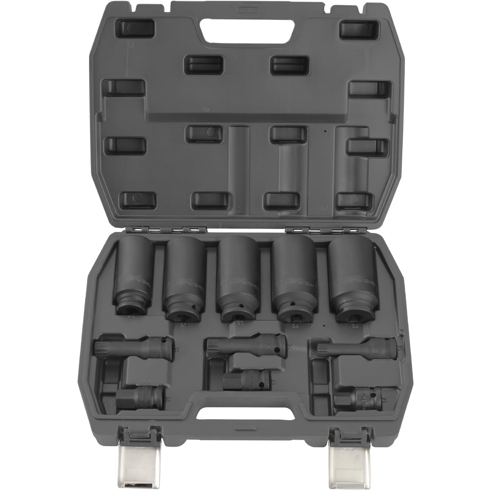 TECPO Kraft-Bit & Steckschlüssel-Set, XZN M14-M18, SW 27-36 mm, 1/2 Zoll Antrieb, Chrom-Molybdän-Stahl, Schlagfest & rostbeständig, Für Bremssättel, Traggelenke, Fahrwerk & Radlagerarbeiten TECPO Kraft-Bit & Steckschlüssel-Set, XZN M14-M18, SW 27-36 mm, 1/2 Zoll Antrieb, Chrom-Molybdän-Stahl, Schlagfest & rostbeständig, Für Bremssättel, Traggelenke, Fahrwerk & Radlagerarbeiten von TECPO