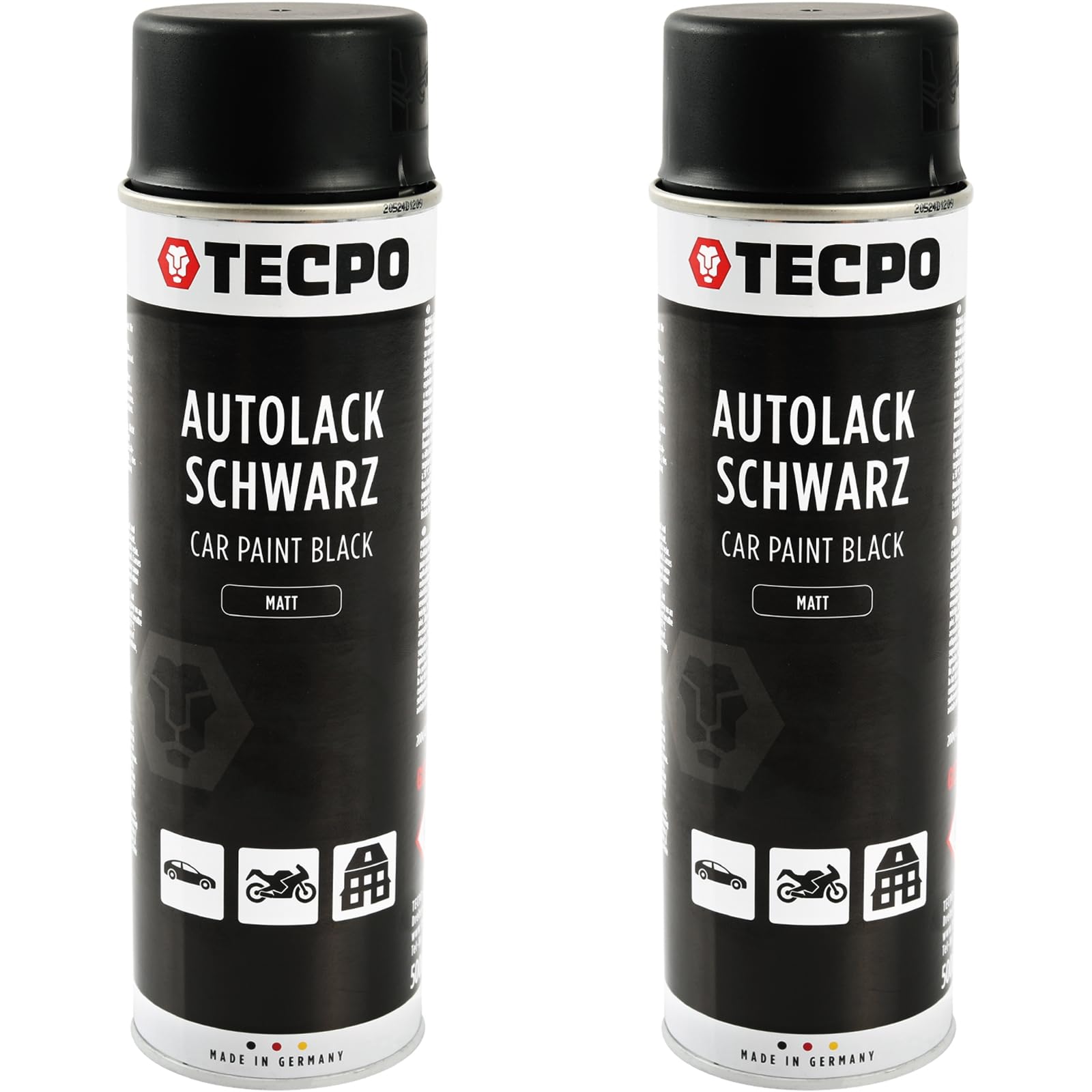TECPO Sprühlack, 2X 500ml Mattschwarz Autolack für Karosserie und Felgen, schnelltrocknend Nitrolack TECPO Sprühlack, 2X 500ml Mattschwarz Autolack für Karosserie und Felgen, schnelltrocknend Nitrolack von TECPO