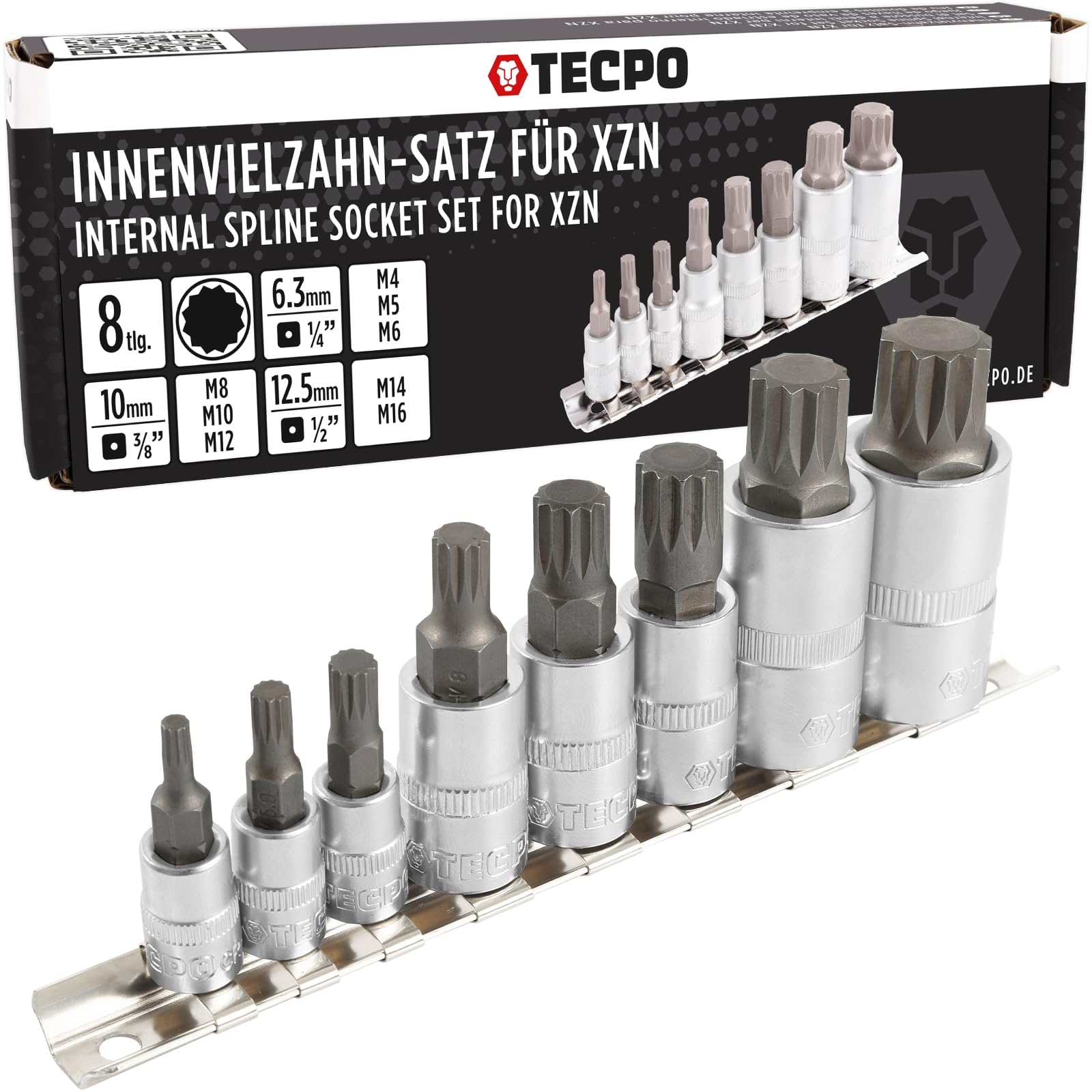 TECPO XZN Innen Vielzahn Steckschlüssel Satz M4 M5 M6 M8 M10 M12 M14 M16 Zwölfkant Stecknüsse Bit Nuss-Set 1/2" - 3/8" - 1/4" 8-TLG. TECPO XZN Innen Vielzahn Steckschlüssel Satz M4 M5 M6 M8 M10 M12 M14 M16 Zwölfkant Stecknüsse Bit Nuss-Set 1/2" - 3/8" - 1/4" 8-TLG. von TECPO