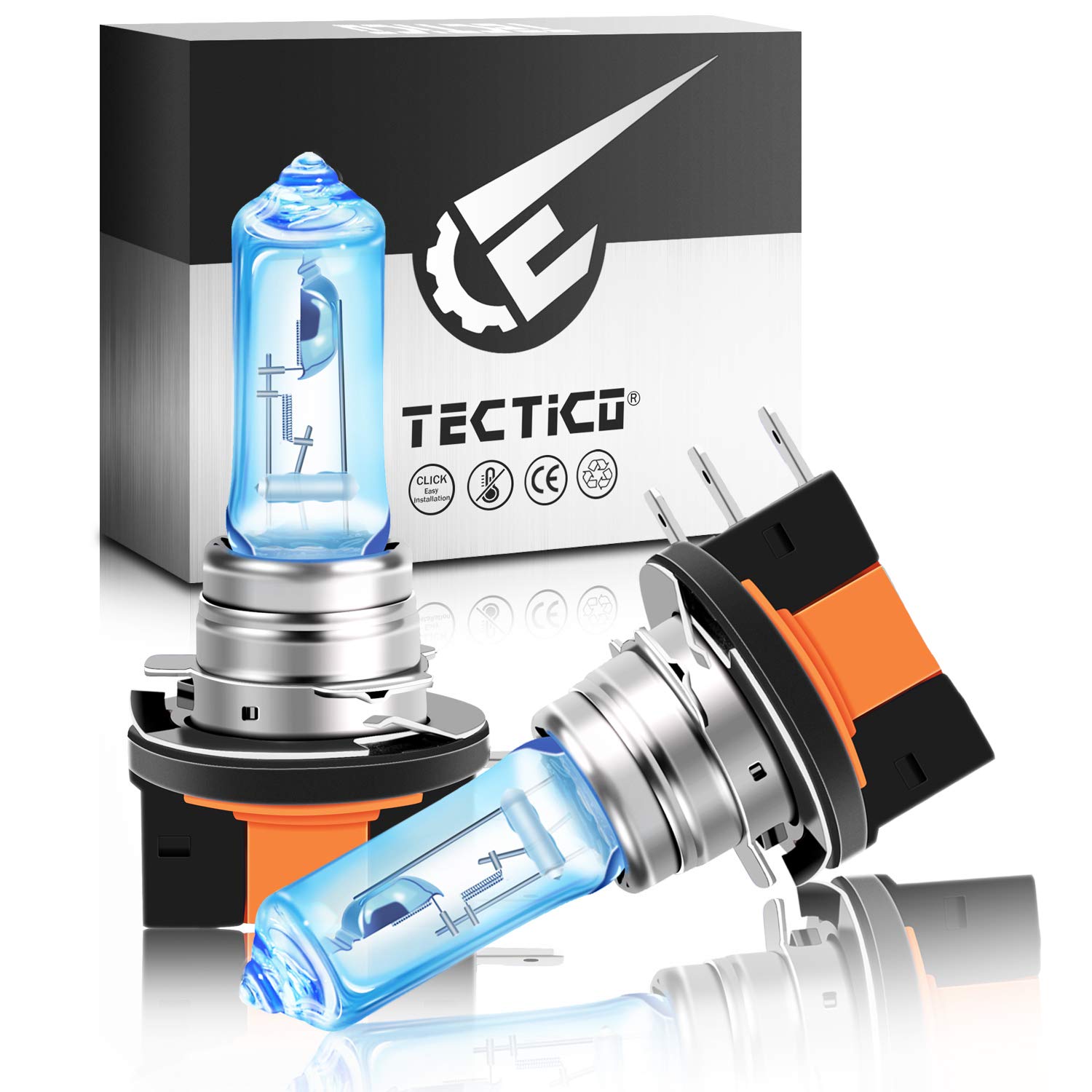 TECTICO H15 Halogen Birne 12V 15/55W Warmweiß +130% Ultra Heller Tagfahrlicht Fernlicht Abblendlicht Auto Glühlampe Ersatz, 2 Stücke von TECTICO