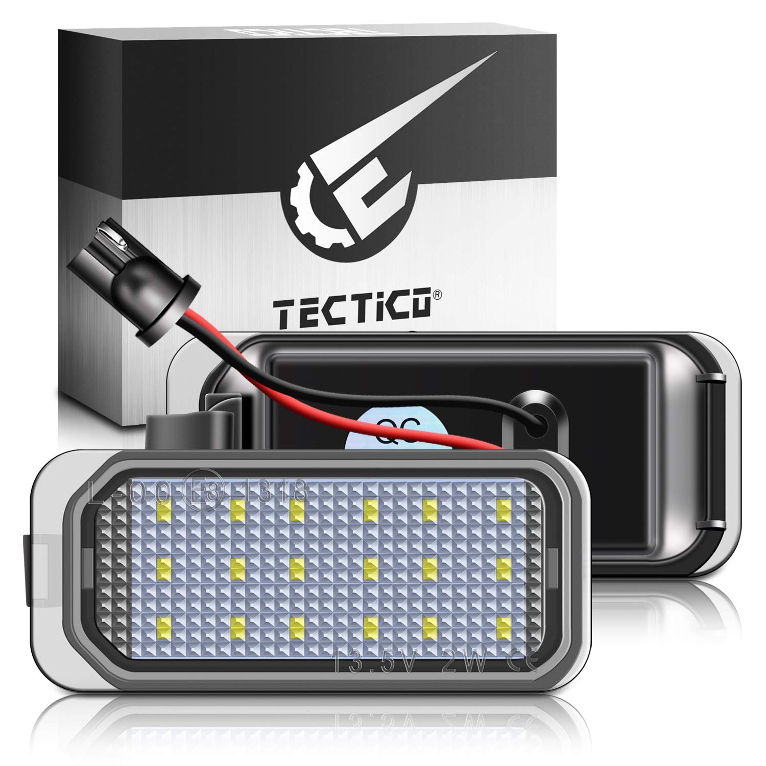 TECTICO LED Kennzeichenbeleuchtung Nummernschildbeleuchtung SMD Canbus Ultra Weiß Kompatibel mit Ford Focus Mk2 Mondeo Mk4 Fiesta Mk7 Kuga S-Max, 2 Stücke von TECTICO