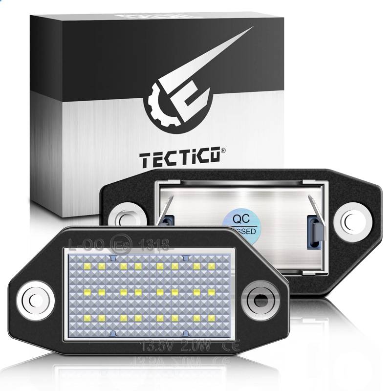 TECTICO LED Kennzeichenbeleuchtung Nummernschildbeleuchtung SMD Canbus Ultra Weiß Kompatibel mit Ford Mondeo Mk3, 2 Stücke von TECTICO