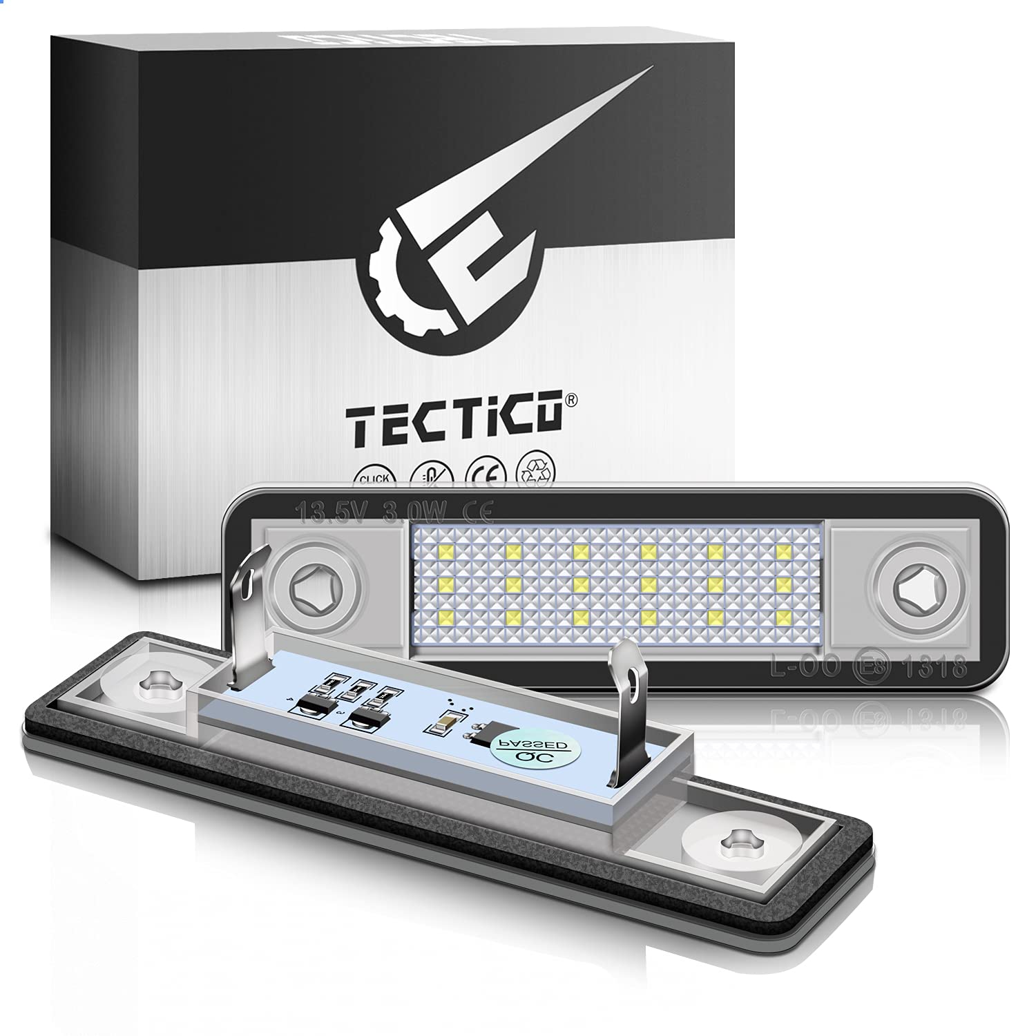TECTICO LED Kennzeichenbeleuchtung Nummernschildbeleuchtung SMD Ultra Weiß für Astra F G Corsa B Zafira A Omega Vectra B, 2 Stücke von TECTICO